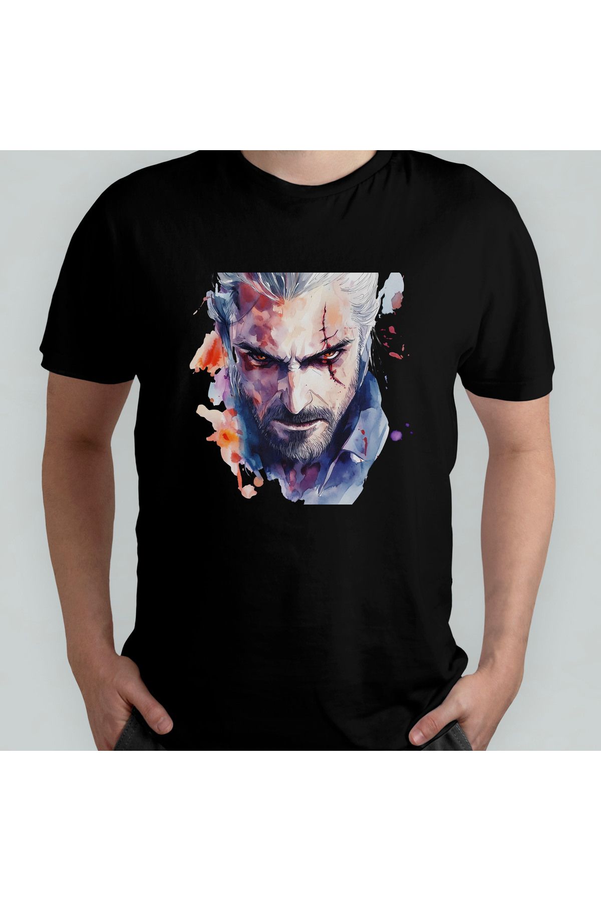 Pixxa The Witcher Geralt Unisex %100 Pamuklu Bisiklet Yaka T-Shirt Model 2