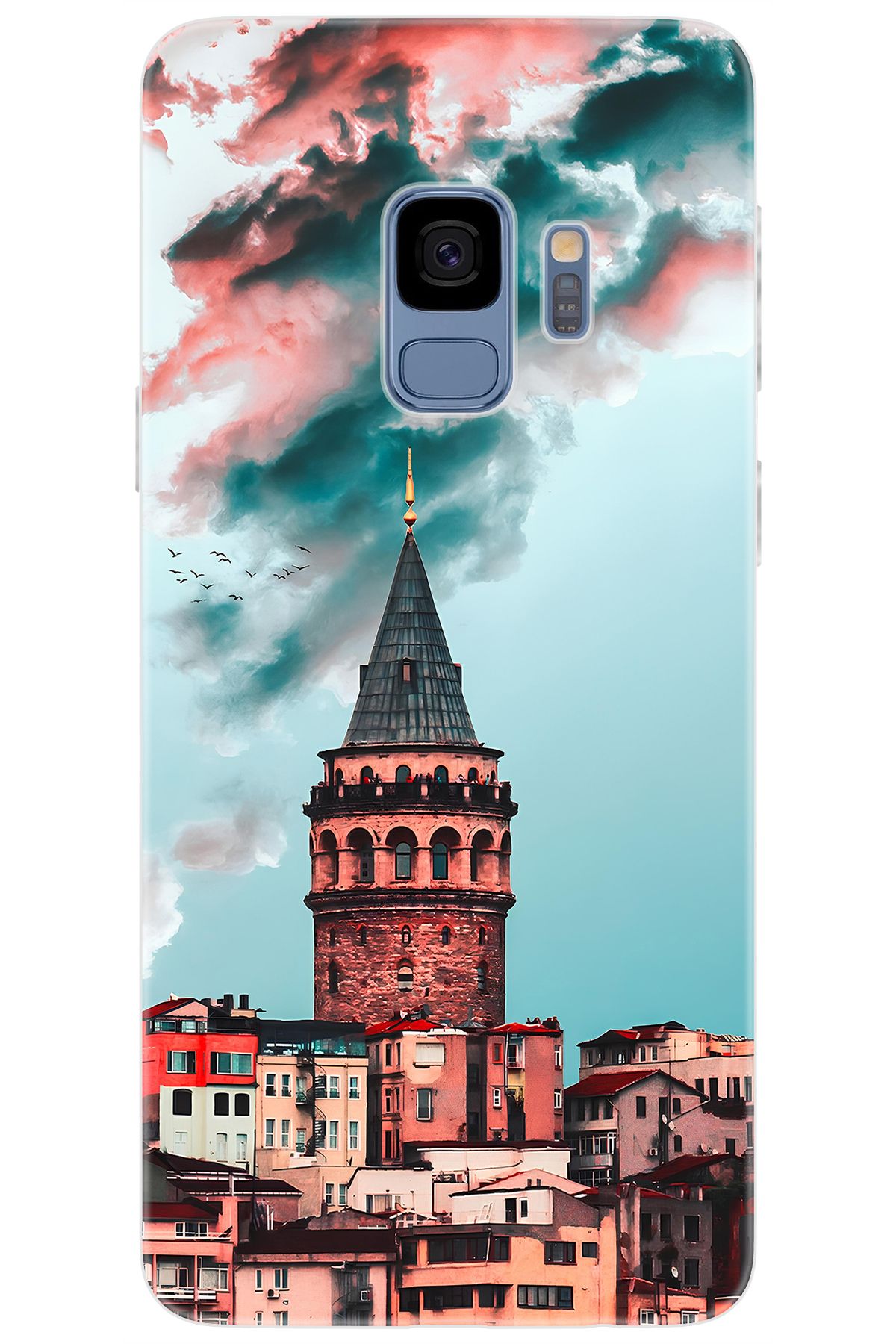 Ceppare Samsung Galaxy S9 (SM-G960F) Uyumlu Kılıf Desen Baskılı Silikon Galata Kulesi STK:688 CP-AMzRjMa