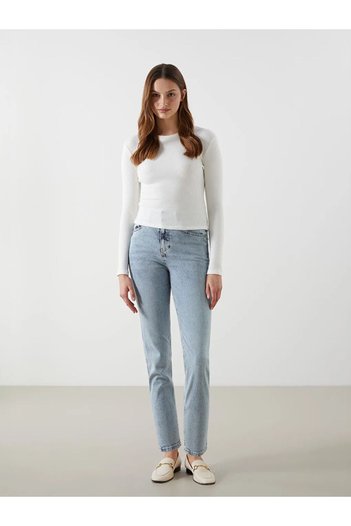 LC Waikiki LCW Jeans Indigo Mom Fit Kadın Jean Pantolon