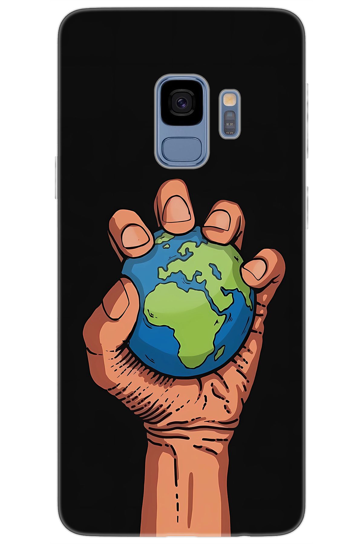 Ceppare Samsung Galaxy S9 (SM-G960F) Uyumlu Kılıf Desen Baskılı Silikon El ve Dünya STK:664 CP-tZksxZZ