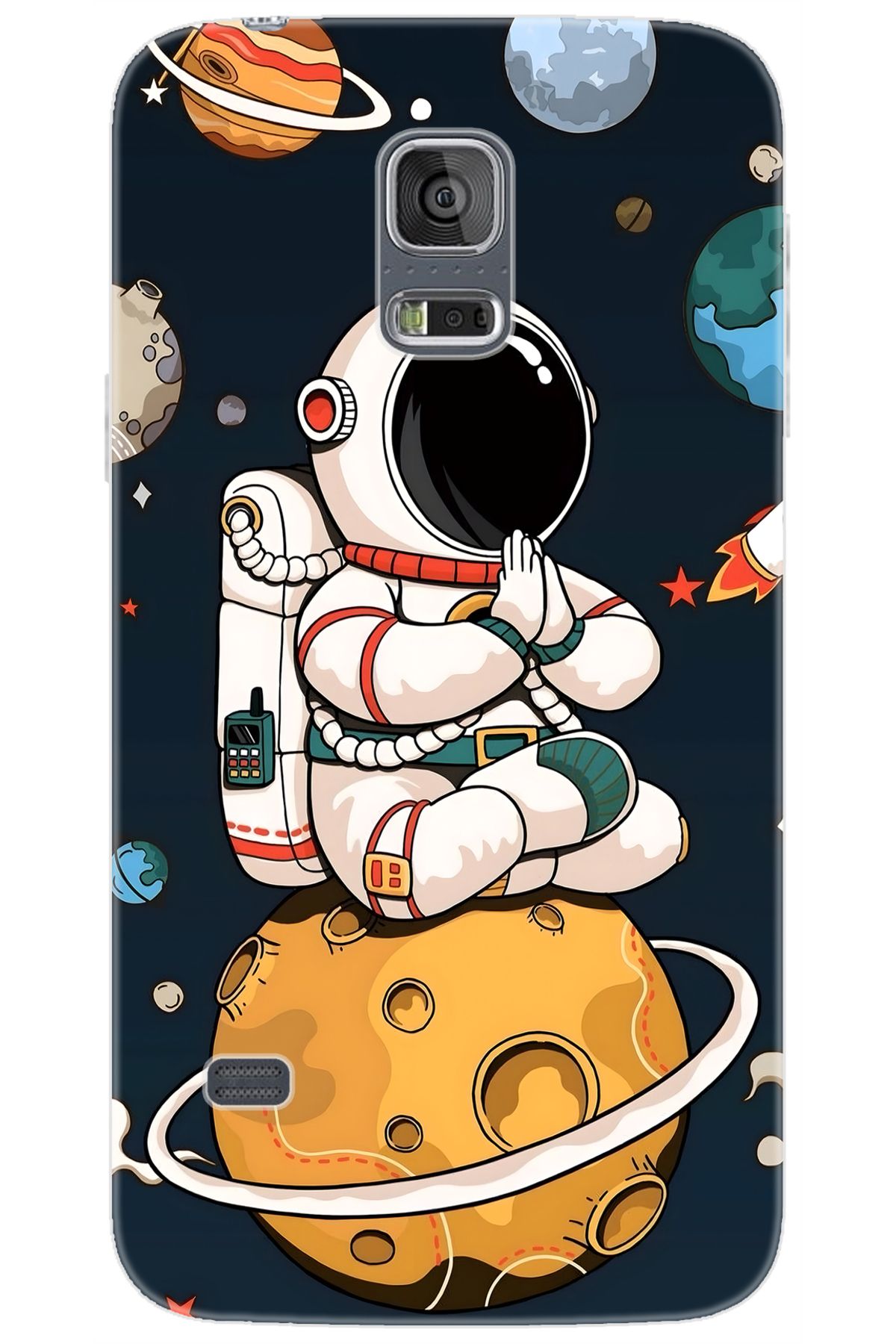 Ceppare Samsung Galaxy S5 (SM-G900F) Uyumlu Kılıf Desen Baskılı Silikon Astronot STK:695 CP-QShhQk7