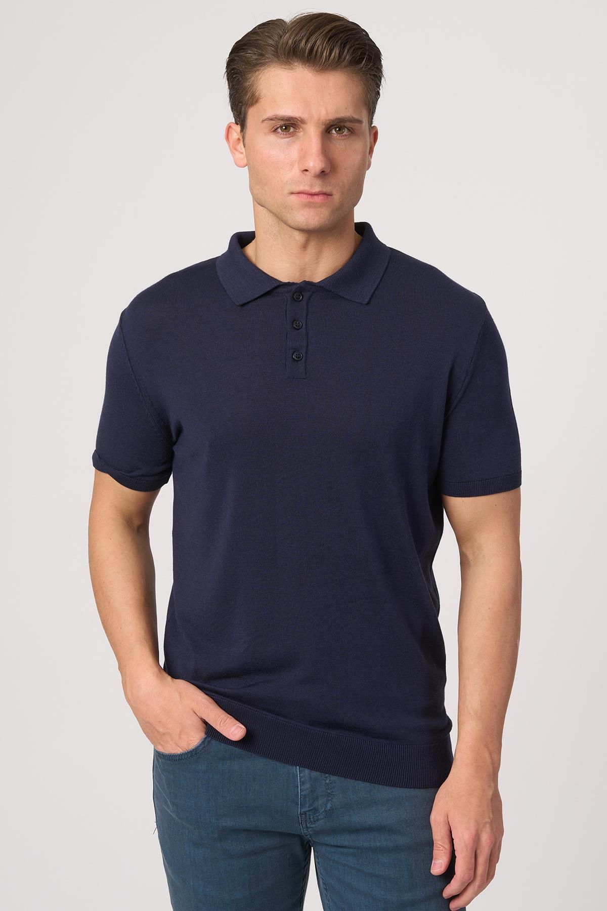 White Stone WHİTE STONE 2025-Y 25251 POLA YAKA DÜG.BASIC TSHIRT LACİ