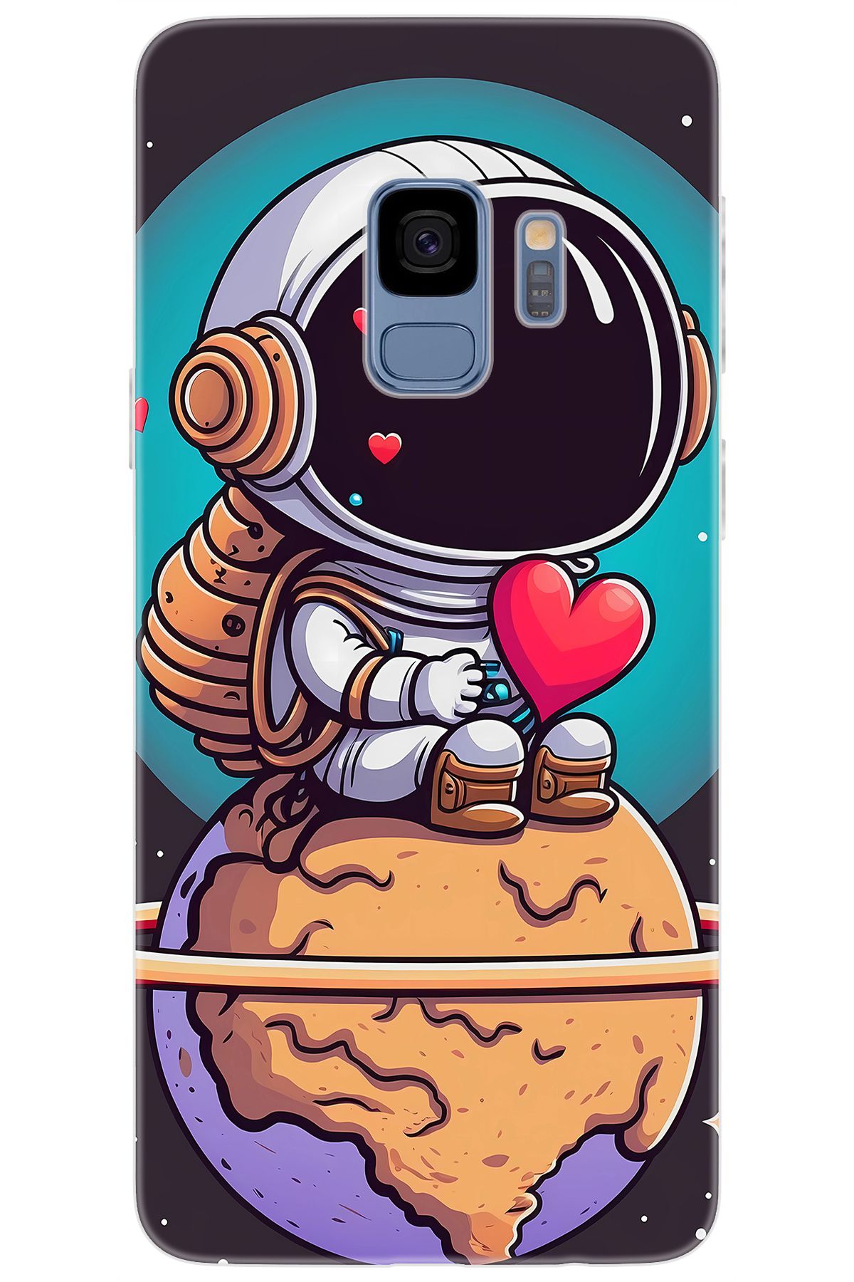 Ceppare Samsung Galaxy S9 (SM-G960F) Uyumlu Kılıf Desen Baskılı Silikon Astronot Serisi STK:1007 CP-YTFLg8p