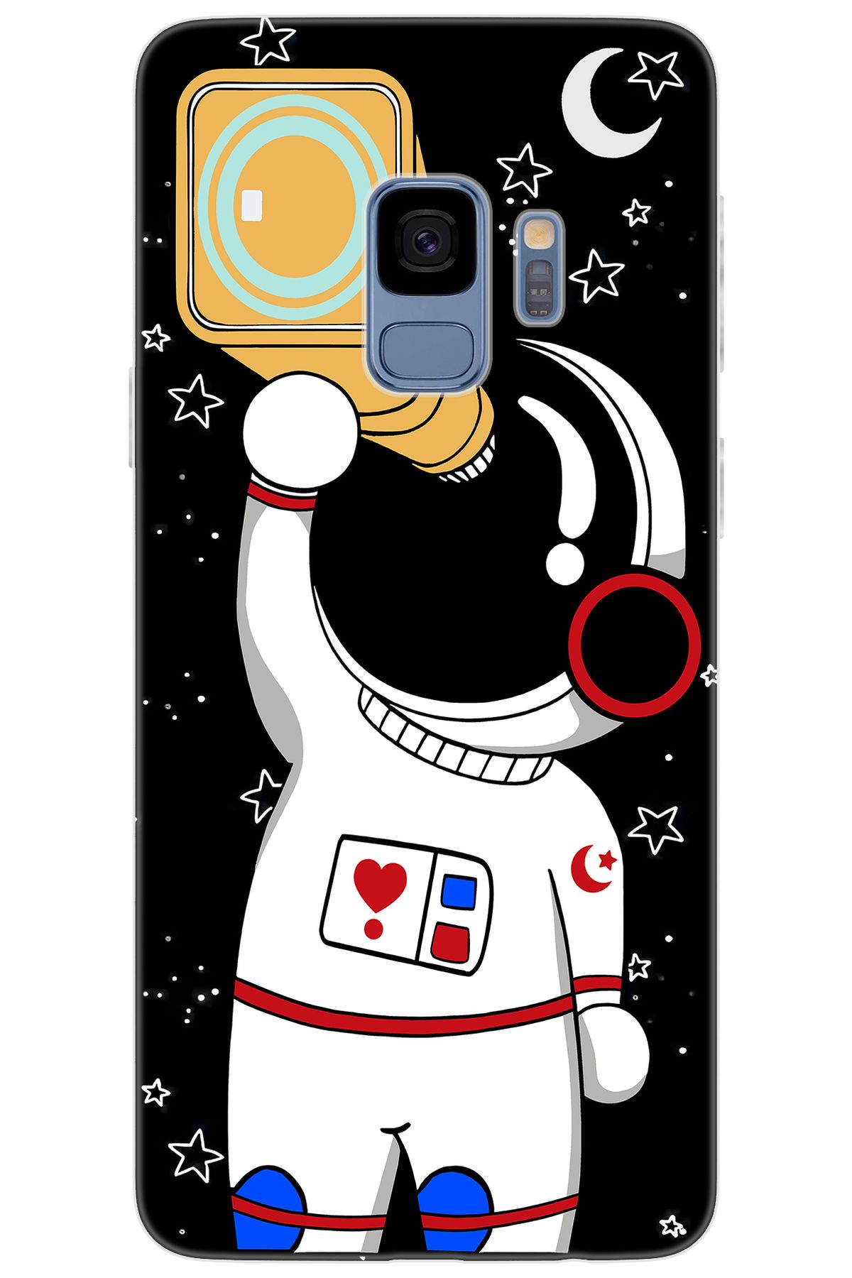 Ceppare Samsung Galaxy S9 (SM-G960F) Uyumlu Kılıf Desen Baskılı Silikon Sevimli Astronot STK:100 CP-vpBPHaO