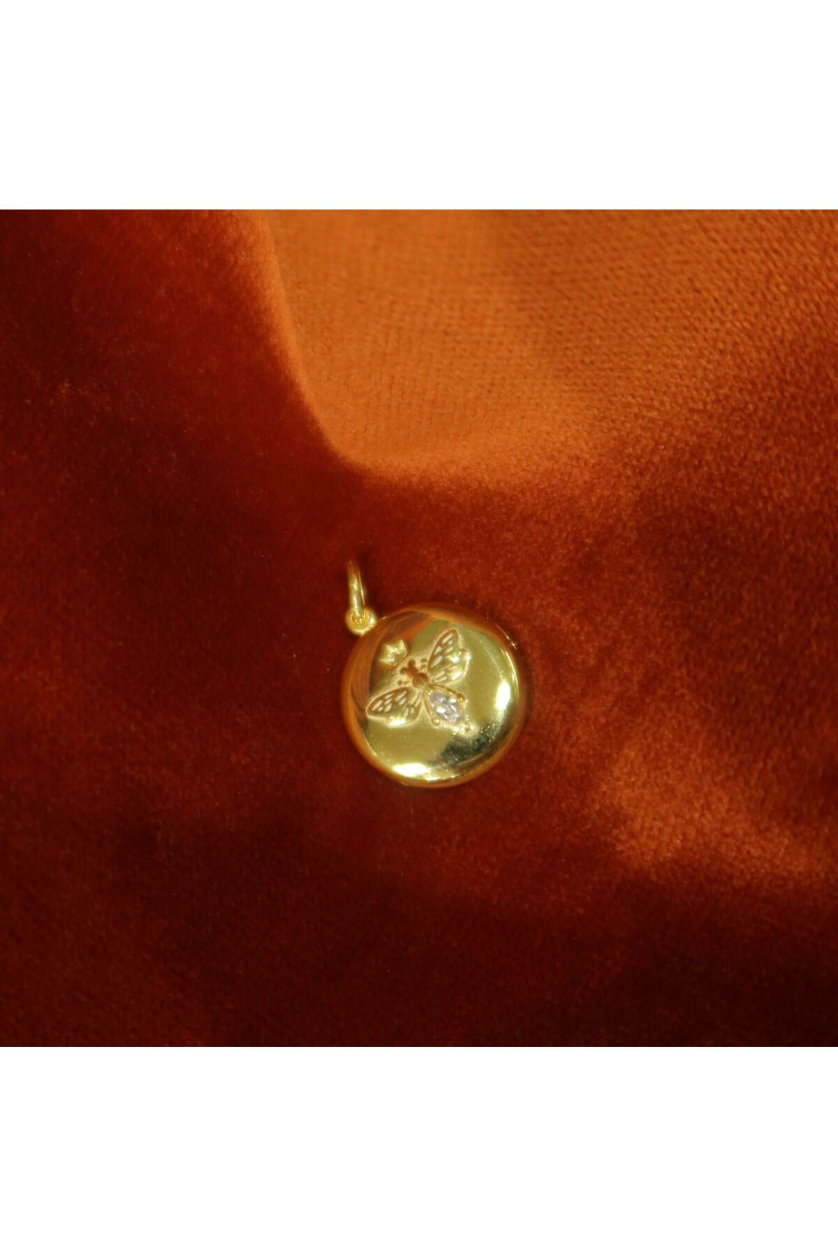 Ricco Jewellery 14 K Gold Kaplama 925 Ayar Gümüş Arı Çift Taraflı Kapaklı Fotoğraflık Kolye