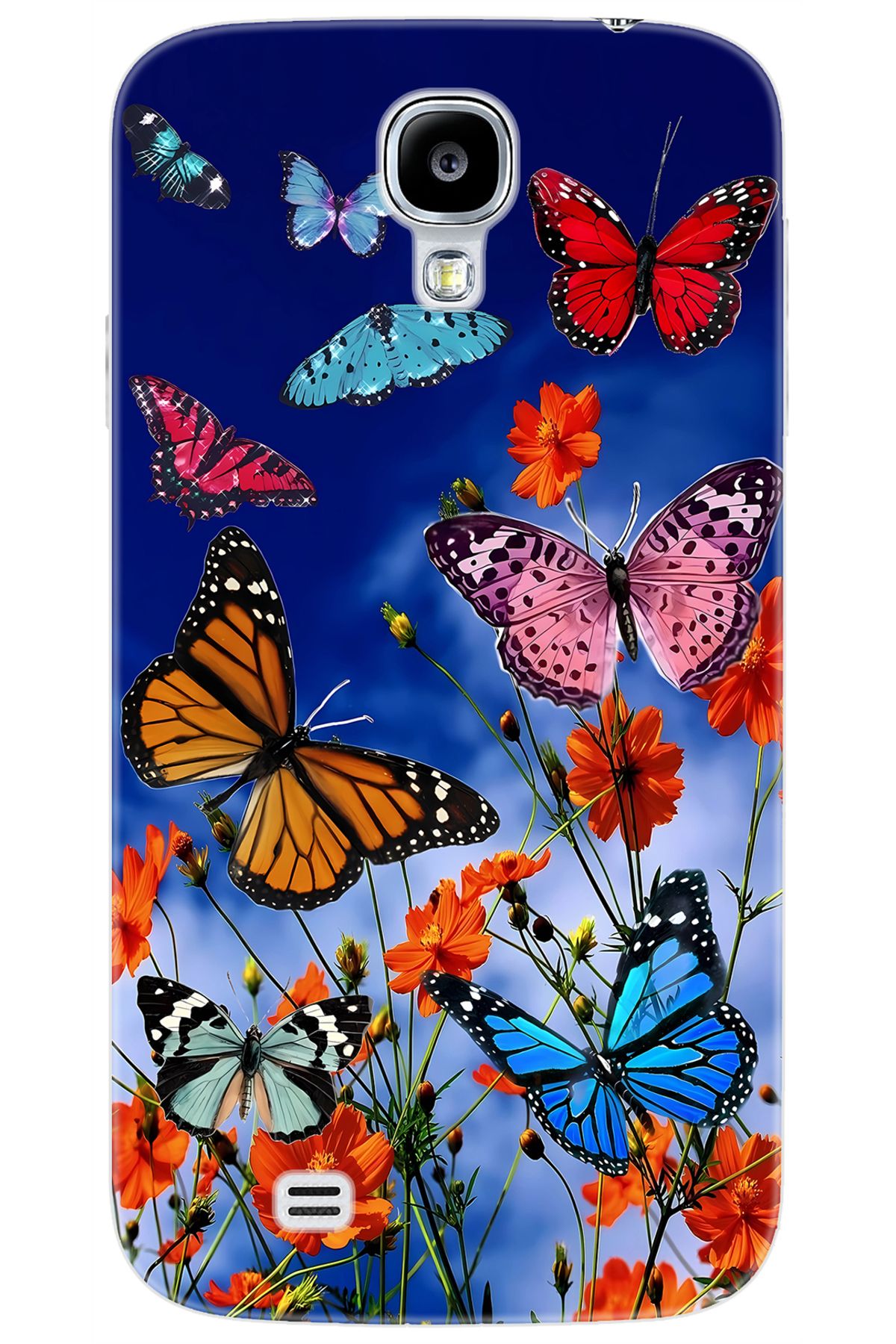 Ceppare Samsung Galaxy S4 (GT-I9500) Uyumlu Kılıf Desen Baskı Silikon Renkli Kelebekler STK:741 CP-9RndArD