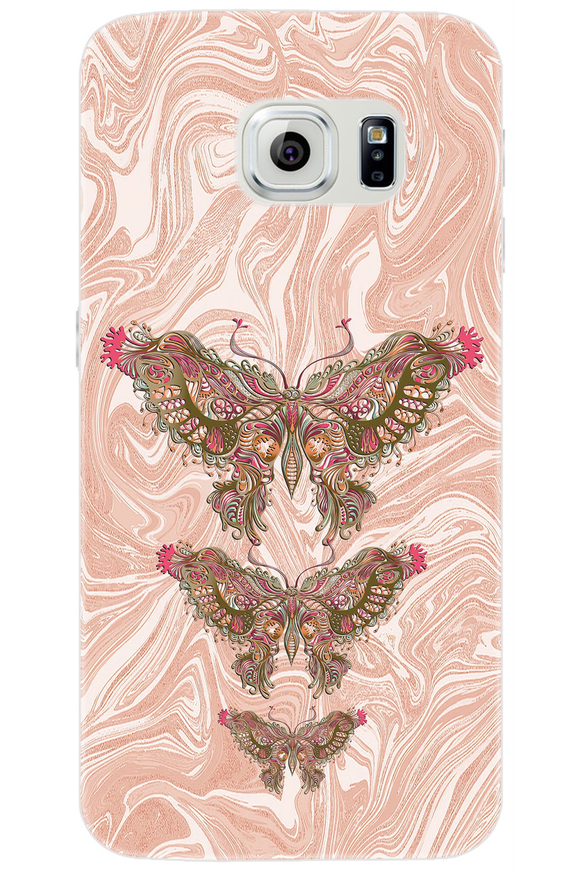 Ceppare Samsung Galaxy S6 (SM-G920F) Uyumlu Kılıf Desen Baskılı Silikon Kelebek Resim STK:552 CP-ZwmrltF