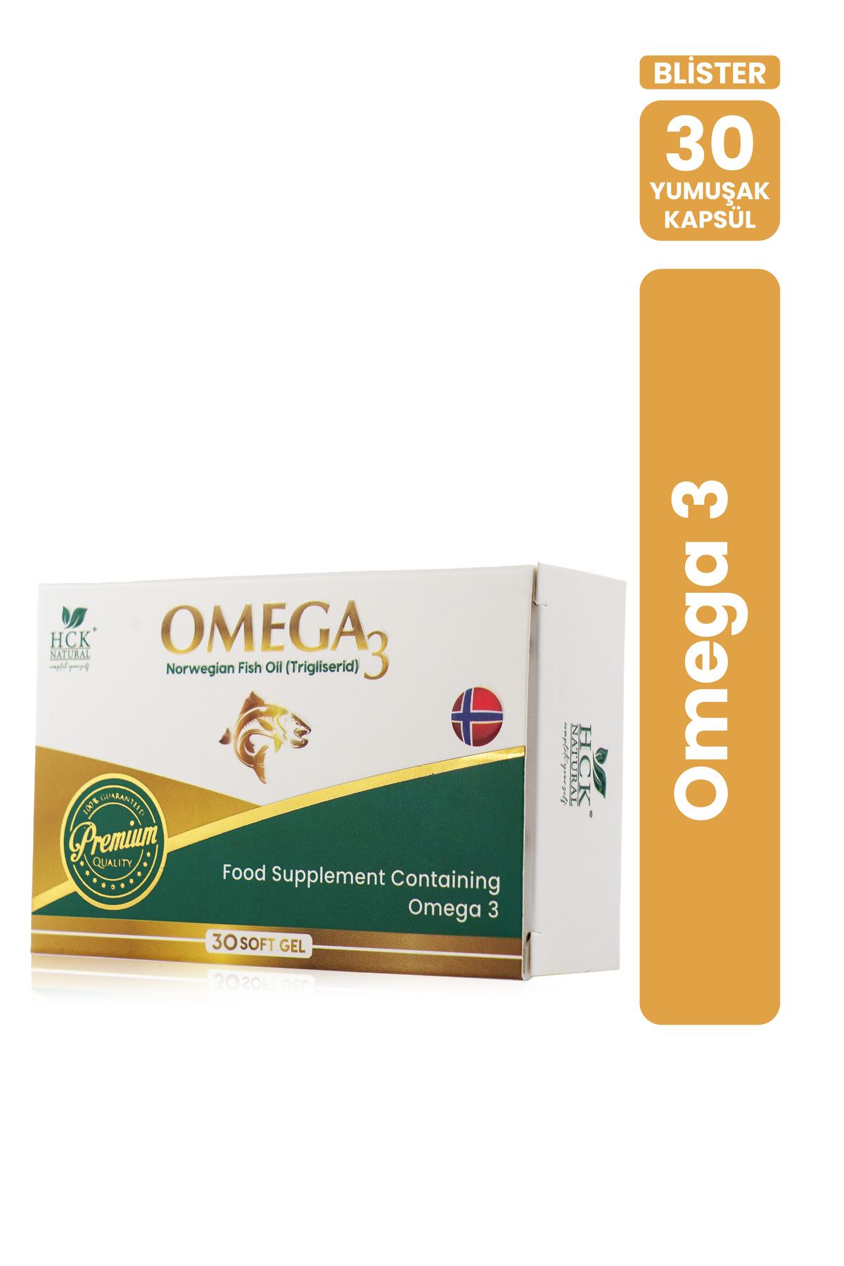 HCK NATURAL Omega 3 1000mg Balık Yağı İçeren Takviye Edici Gıda 30 Yumuşak Kapsül Blister