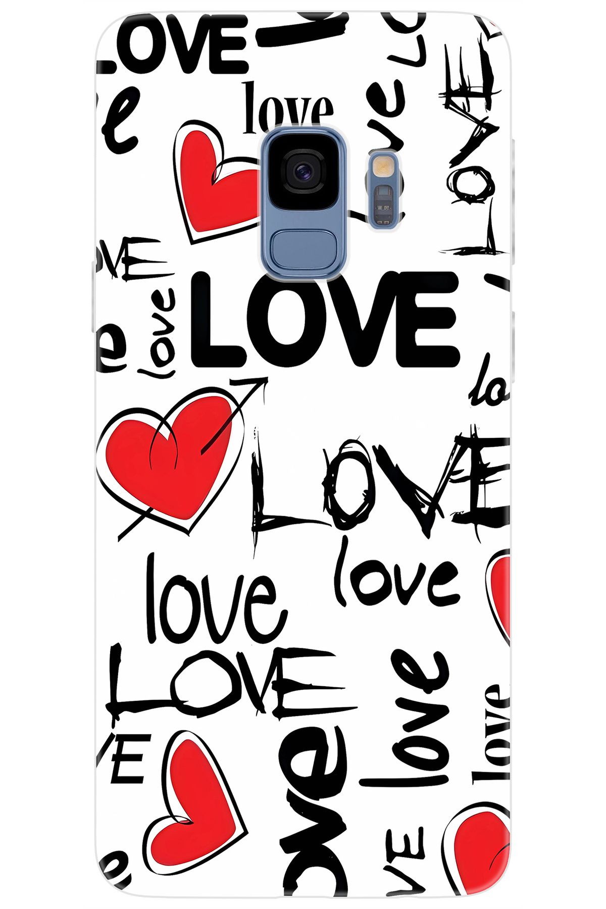 Ceppare Samsung Galaxy S9 (SM-G960F) Uyumlu Kılıf Desen Baskılı Silikon Love Kalpler STK:638 CP-xVl8gfJ