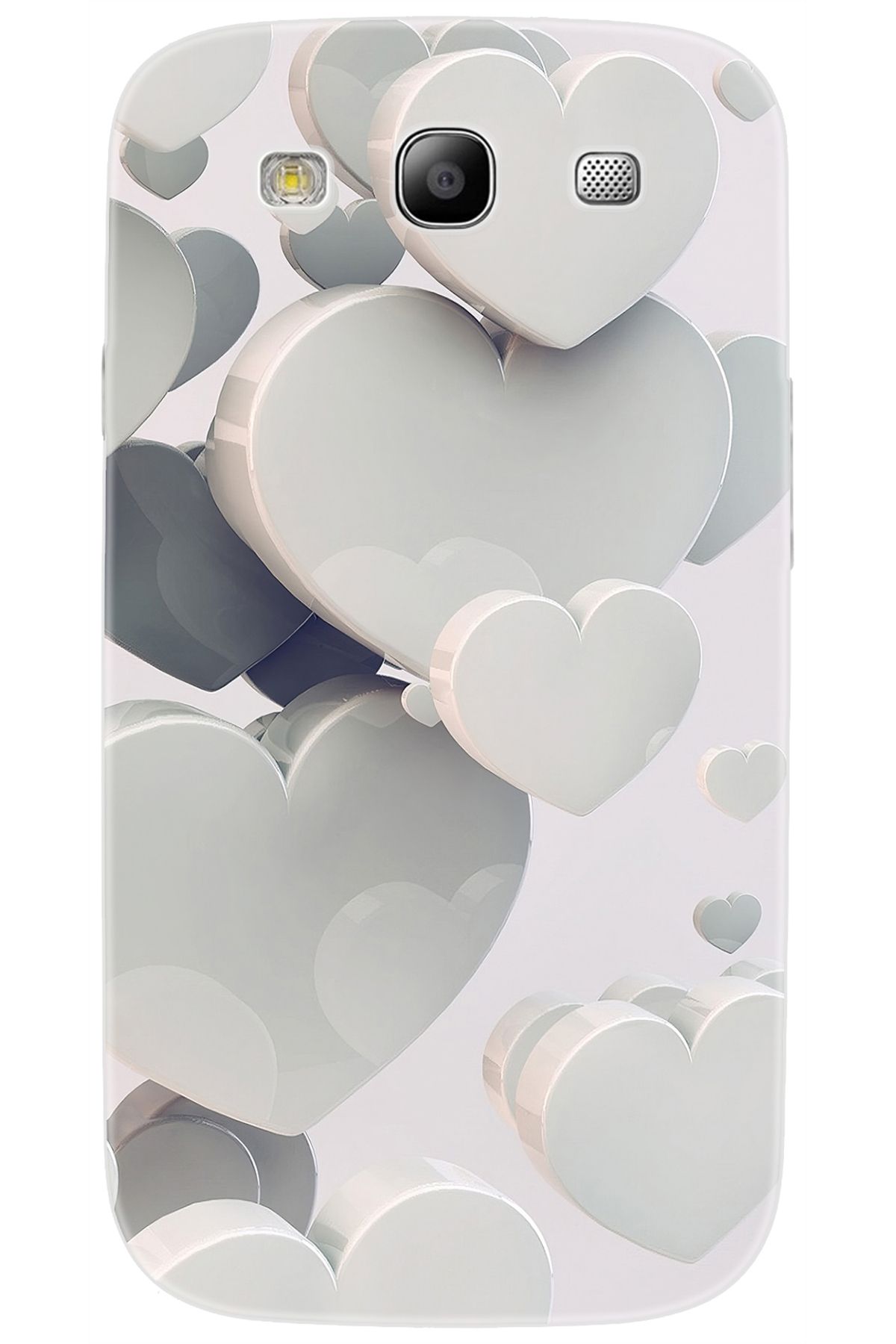 Ceppare Samsung Galaxy S3 (GT-I9300) Uyumlu Kılıf Desen Baskılı Silikon Beyaz Kalpler STK:259 CP-lz31g6V