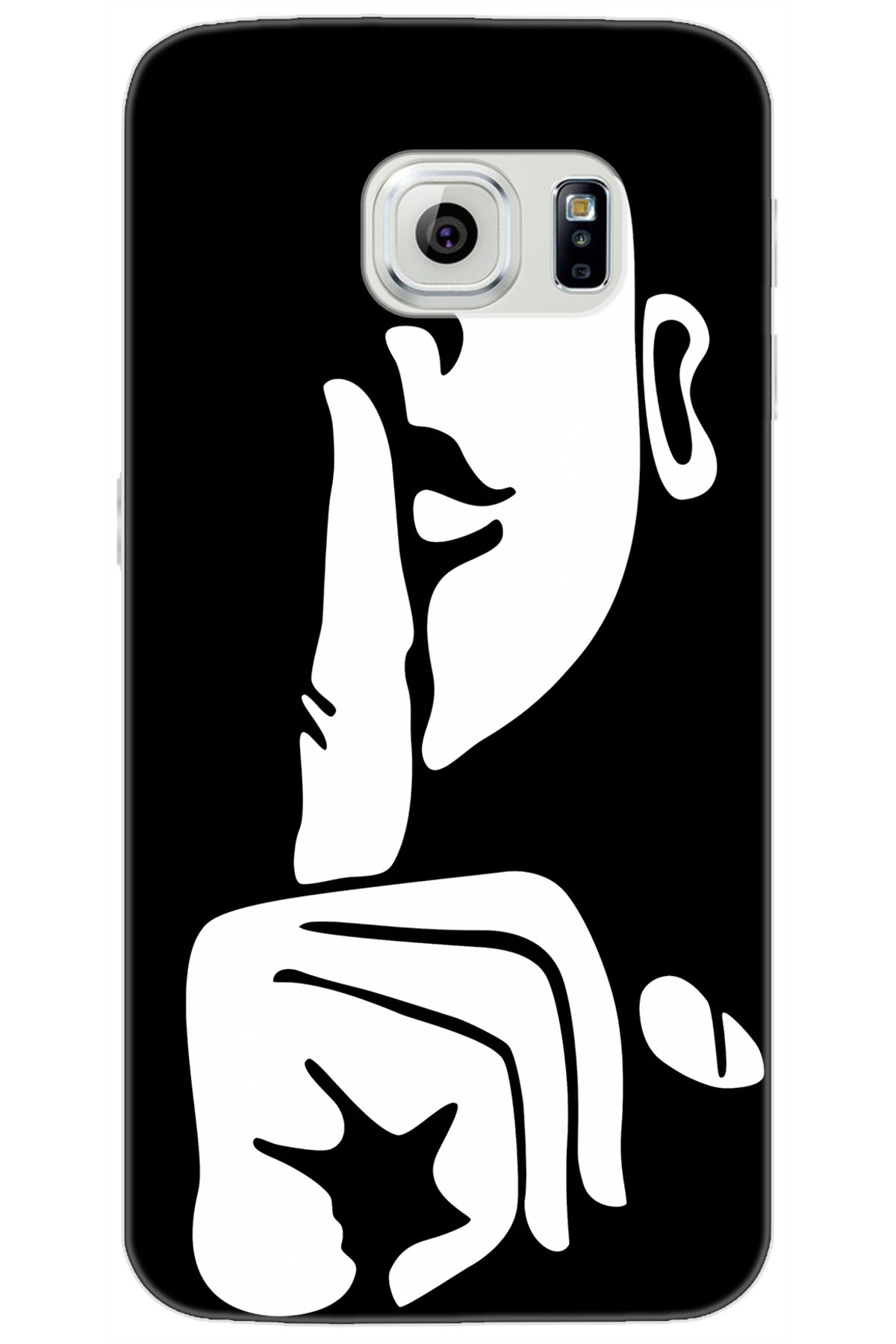 Ceppare Samsung Galaxy S6 (SM-G920F) Uyumlu Kılıf Desenli Silikon Siyah Beyaz Sessizlik STK:653 CP-IhPyCnW