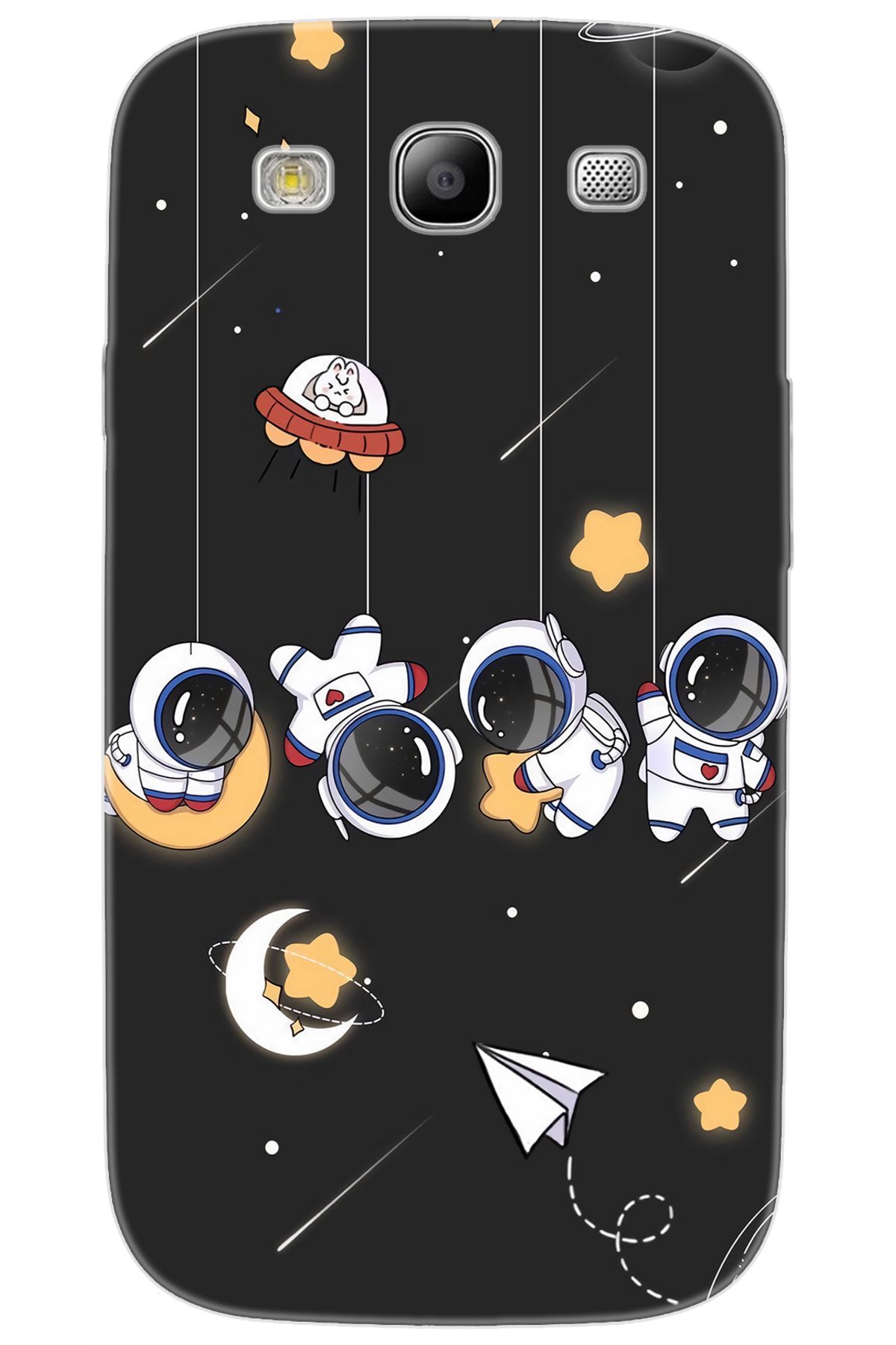 Ceppare Samsung Galaxy S3 (GT-I9300) Uyumlu Kılıf Desenli Silikon Sallanan Astronotlar STK:740 CP-Penq2Sl