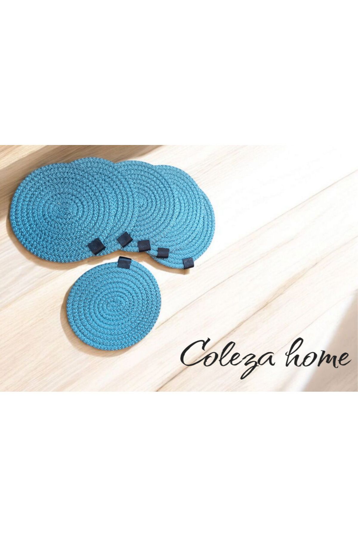 colezahome Pamuk İp 6'lı Bardak Altlığı 13 Cm Çay, Fincan, Kupa, Mum Altlığı El Yapımı Dekoratif Doğal Naturel