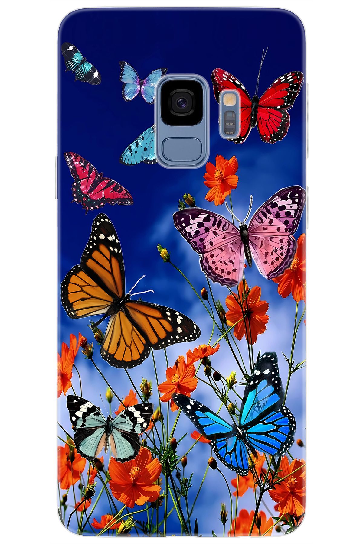 Ceppare Samsung Galaxy S9 (SM-G960F) Uyumlu Kılıf Desen Baskı Silikon Renkli Kelebekler STK:741 CP-WeWpgru