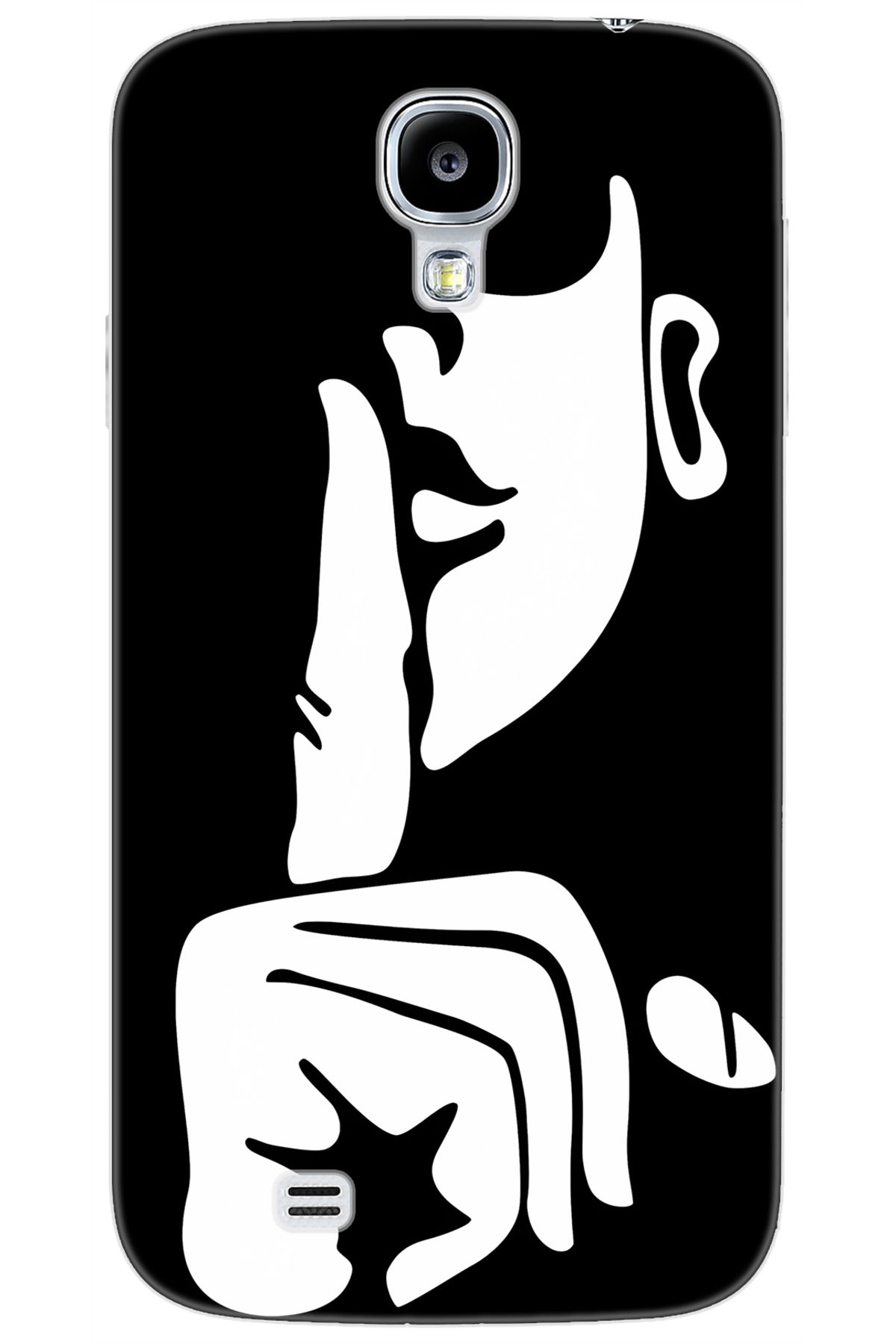 Ceppare Samsung Galaxy S4 (GT-I9500) Uyumlu Kılıf Desenli Silikon Siyah Beyaz Sessizlik STK:653 CP-IdD7FPd