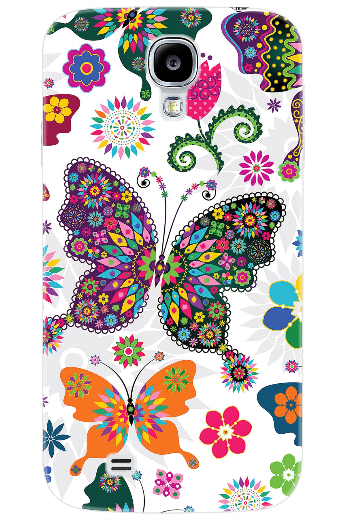 Ceppare Samsung Galaxy S4 (GT-I9500) Uyumlu Kılıf Desen Baskı Silikon Renkli Kelebekler STK:541 CP-8DnpC5F