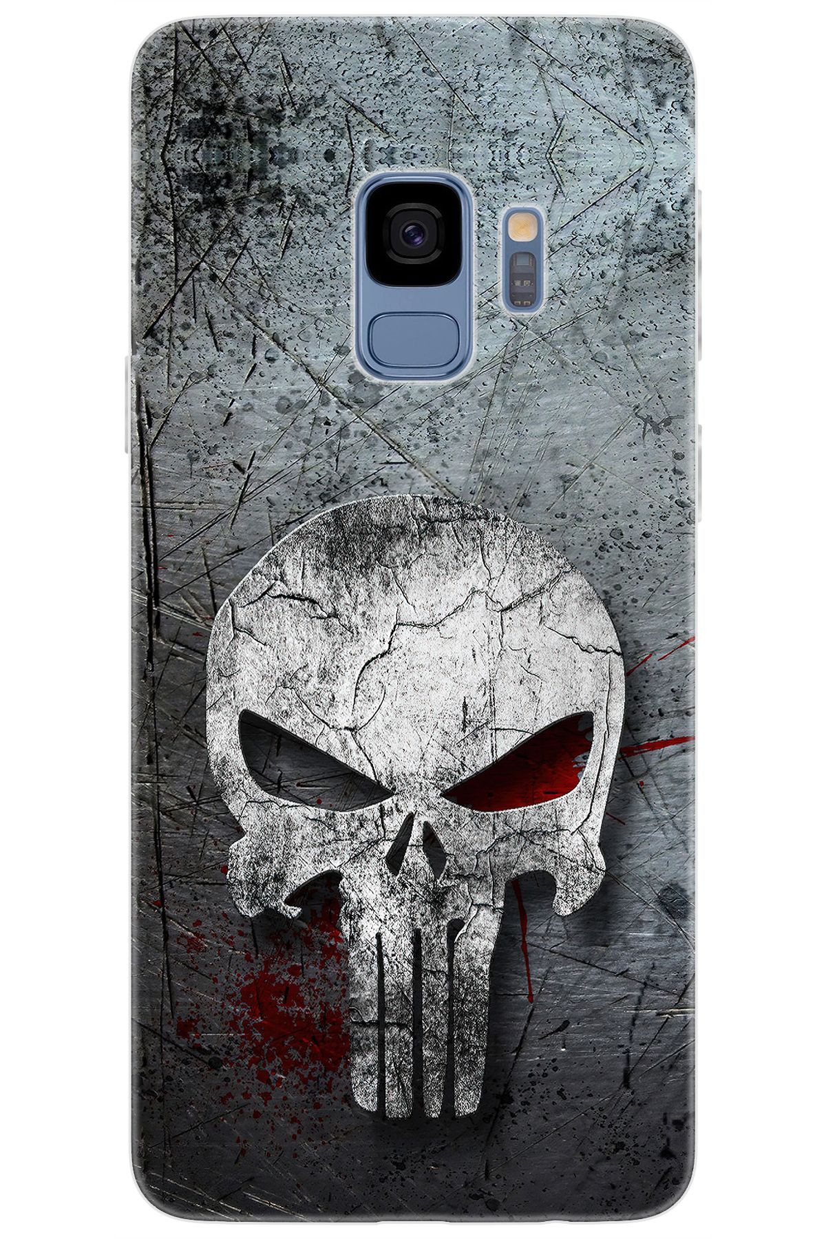 Ceppare Samsung Galaxy S9 (SM-G960F) Uyumlu Kılıf Desen Baskılı Silikon Gri Kuru Kafa STK:218 CP-6Hbh95l