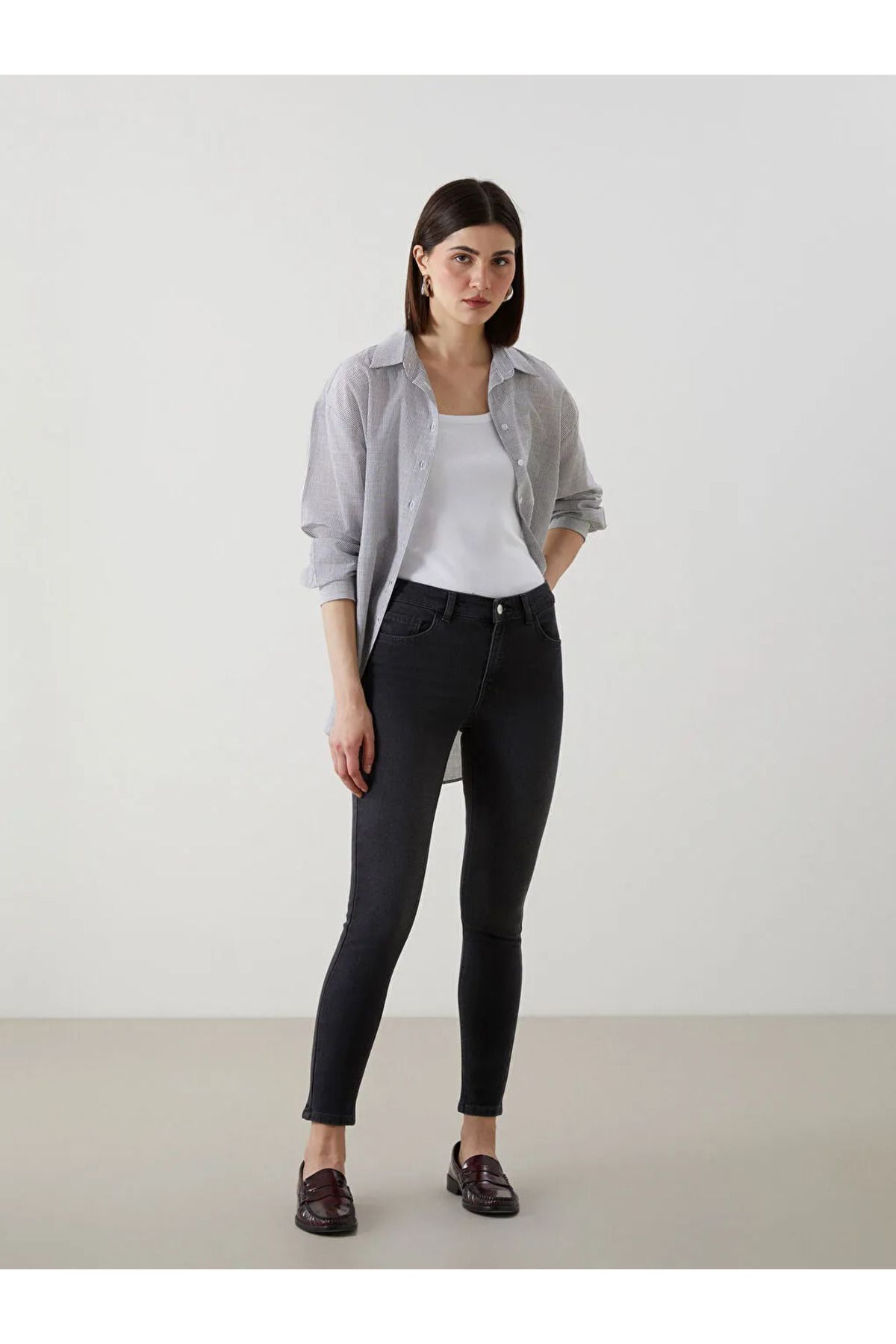 LC Waikiki LCW Jeans Gri Mercury Skinny Fit Kadın Jean Pantolon