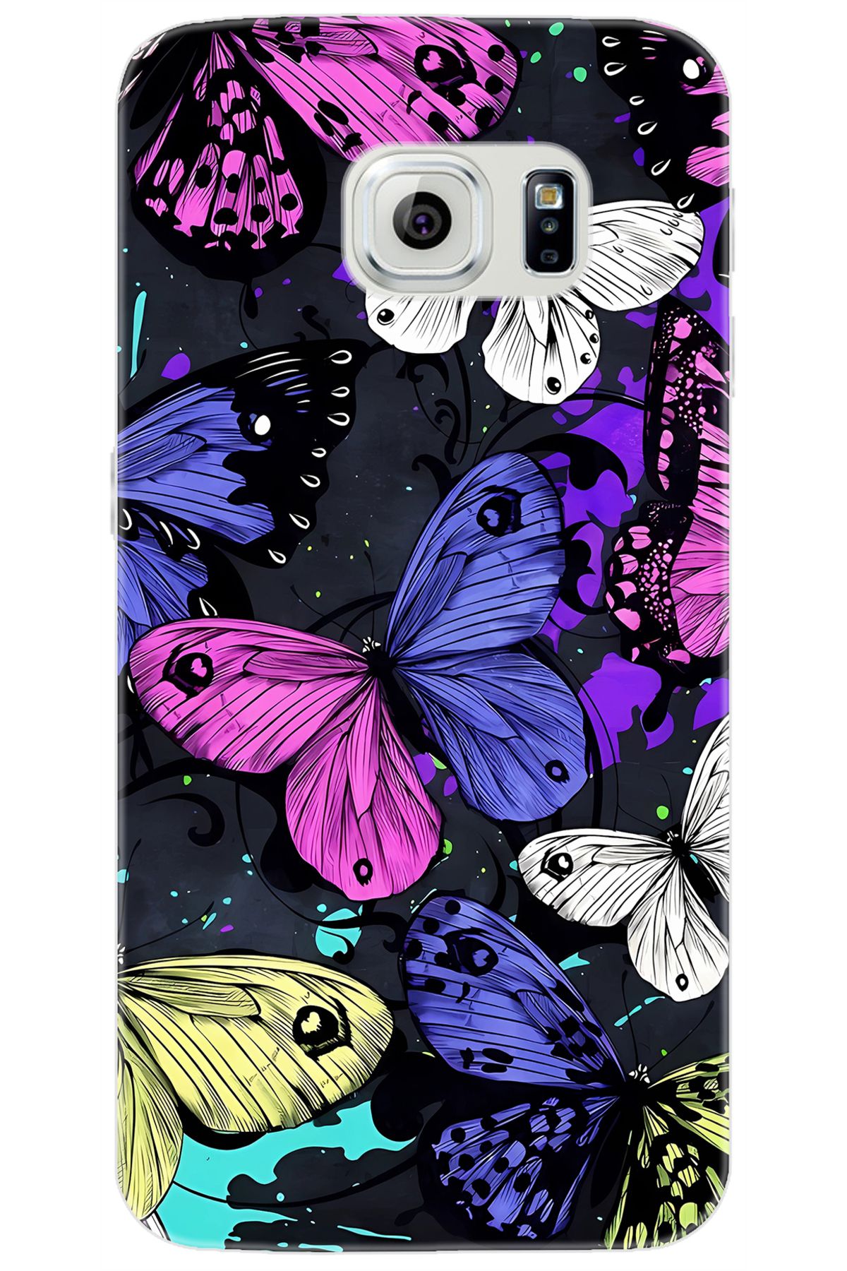 Ceppare Samsung Galaxy S6 (SM-G920F) Uyumlu Kılıf Desen Baskı Silikon Kalp Yapan Kelebek STK:651 CP-zVpvWE4