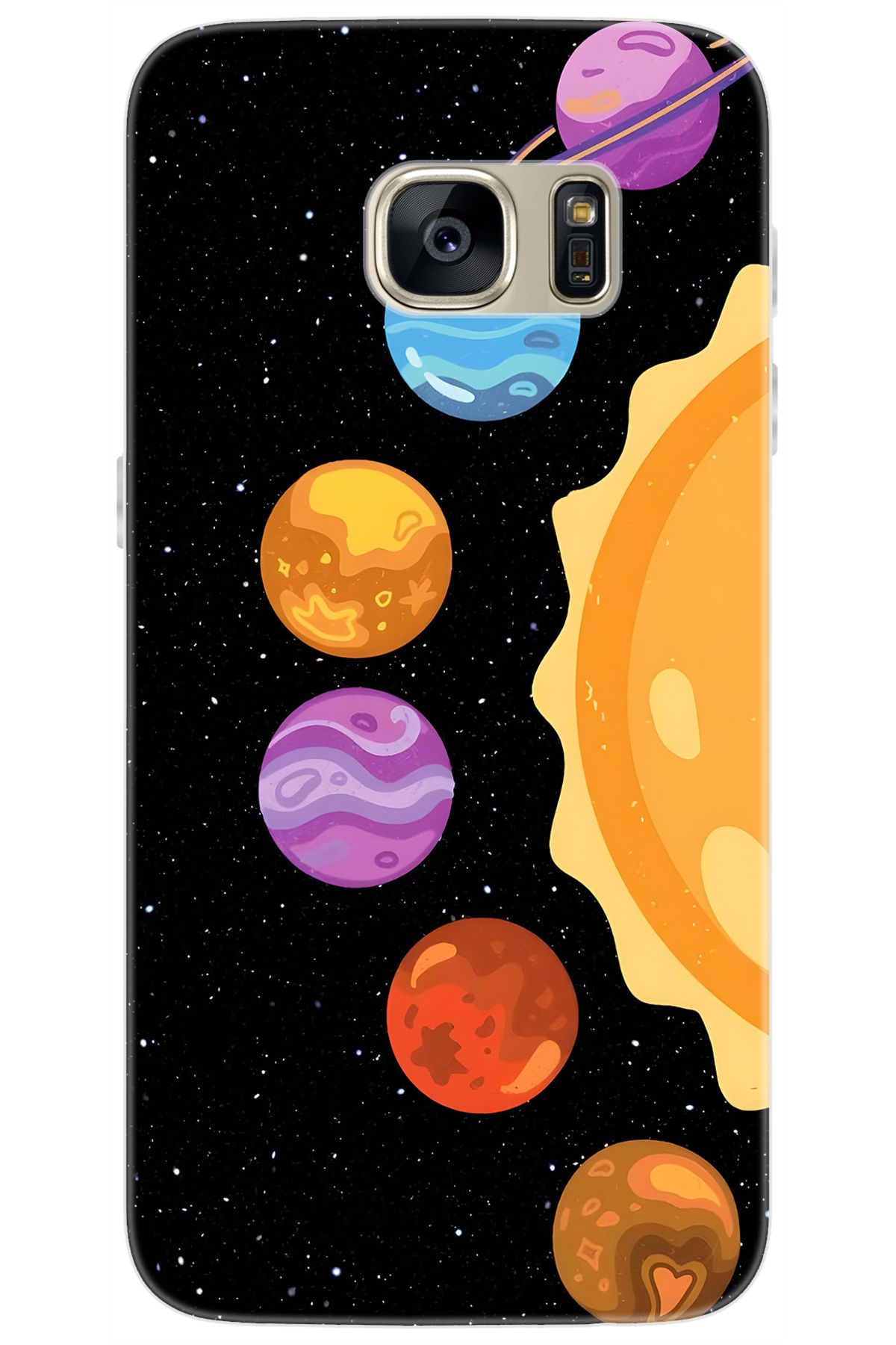 Ceppare Samsung Galaxy S7 (SM-G930F) Uyumlu Kılıf Desen Baskı Silikon Gezegenler Tasarım STK:685 CP-CzBgzhq