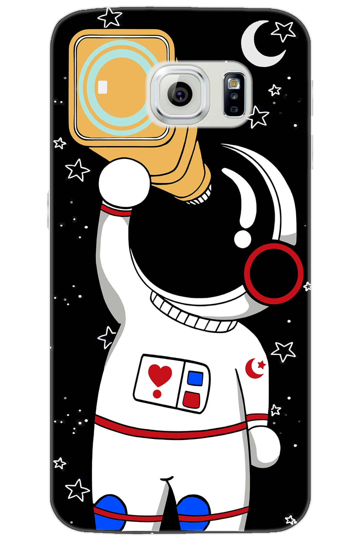Ceppare Samsung Galaxy S6 (SM-G920F) Uyumlu Kılıf Desen Baskılı Silikon Sevimli Astronot STK:100 CP-hyggZjl