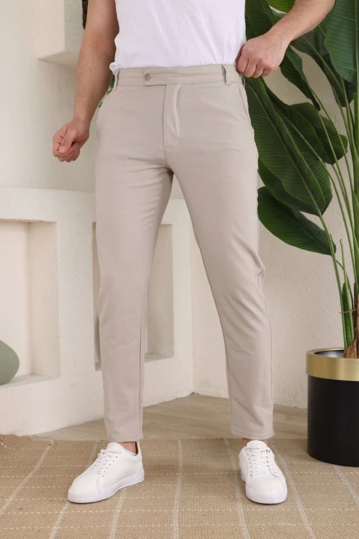 Silerra Erkek Slim Fit Likralı Bilek Boy Kumaş Pantolon