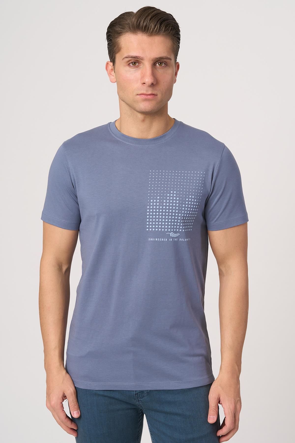 White Stone WHİTE STONE 2025-Y 3076 BİSİKLET YAKA TSHIRT İNDİGO