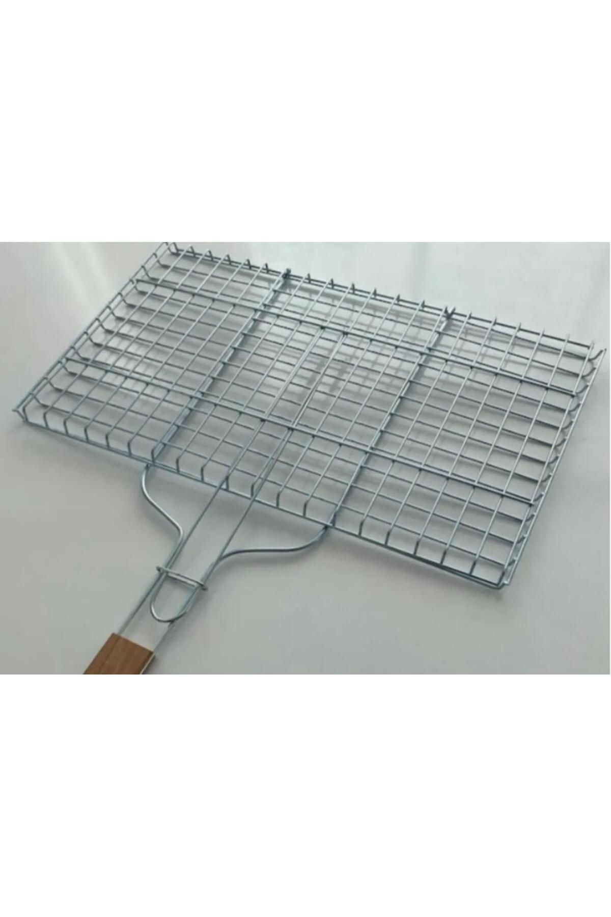 YILMAZNARGİLE Izgara 32*42 Cm,Ağaç Saplı Tel Izgara,Kamp Mangal,Et-Balık-Tavuk kanat,Mangal Izgarası