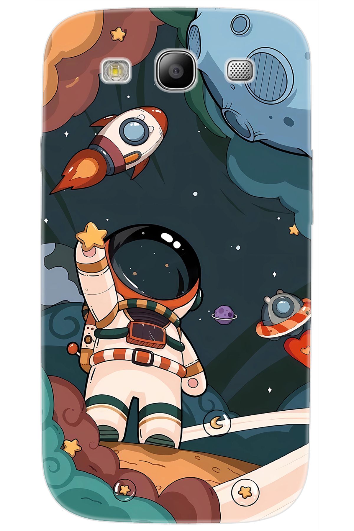 Ceppare Samsung Galaxy S3 (GT-I9300) Uyumlu Kılıf Desen Baskılı Silikon Astronot STK:696 CP-OnuB0T4