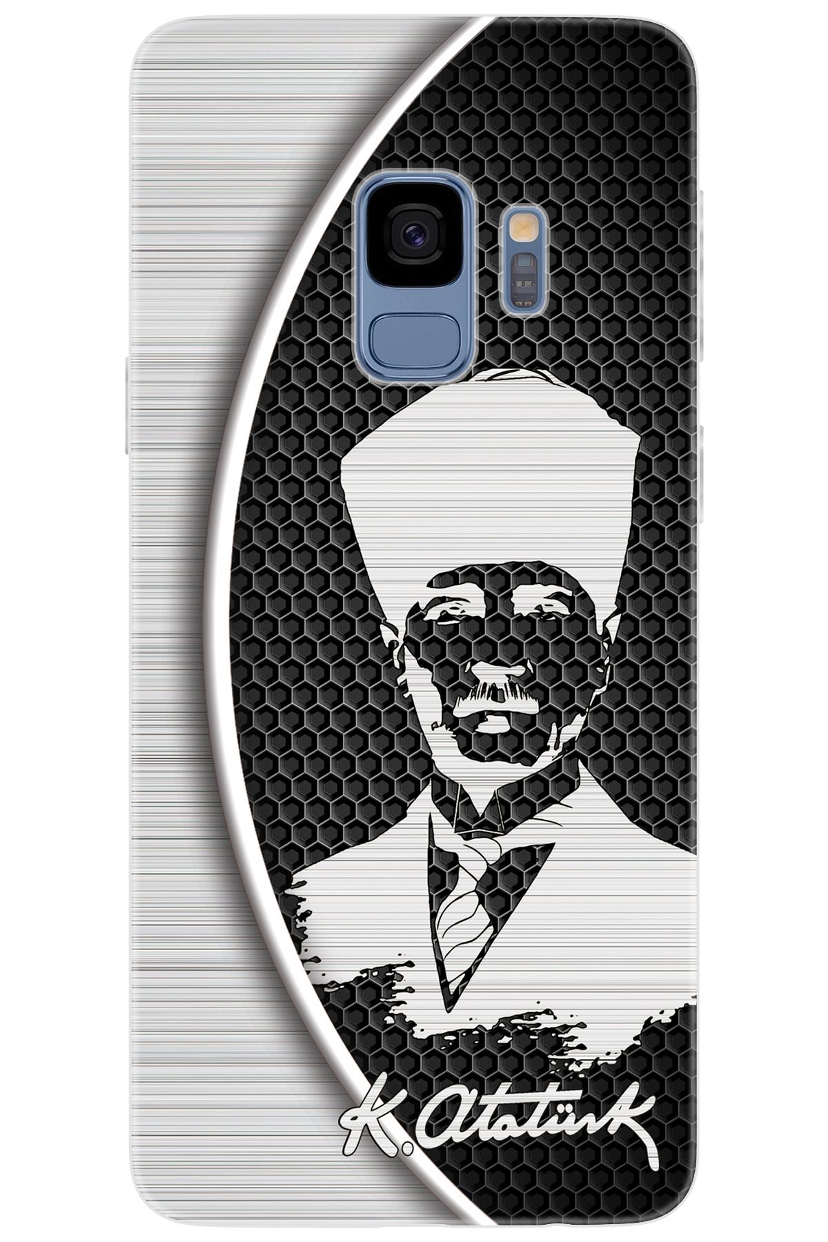 Ceppare Samsung Galaxy S9 (SM-G960F) Uyumlu Kılıf Desen Baskılı Silikon Atatürk Tasarım STK:398 CP-ok9IkJD