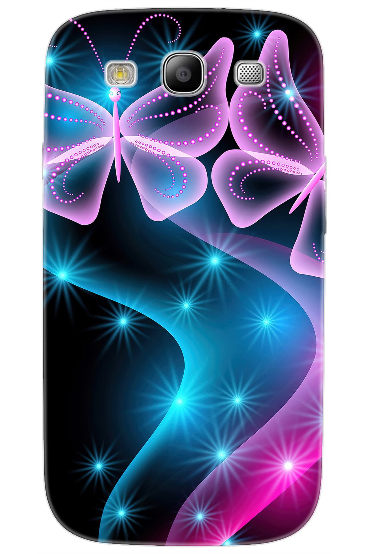 Ceppare Samsung Galaxy S3 (GT-I9300) Uyumlu Kılıf Desen Baskılı Silikon Kelebek Dalga STK:113 CP-4PlHmwl