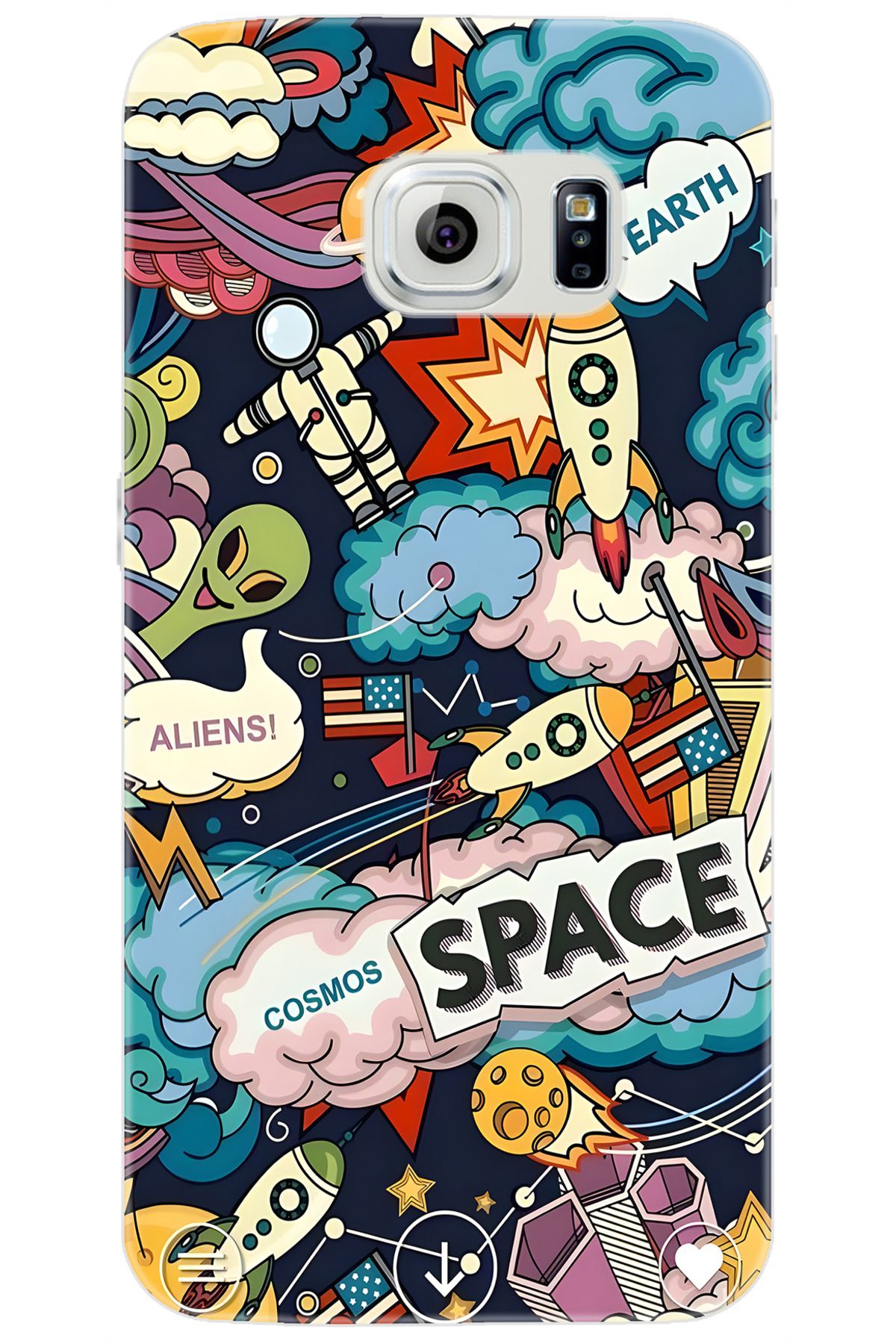 Ceppare Samsung Galaxy S6 (SM-G920F) Uyumlu Kılıf Desen Baskılı Silikon Space STK:633 CP-1fDf1bB