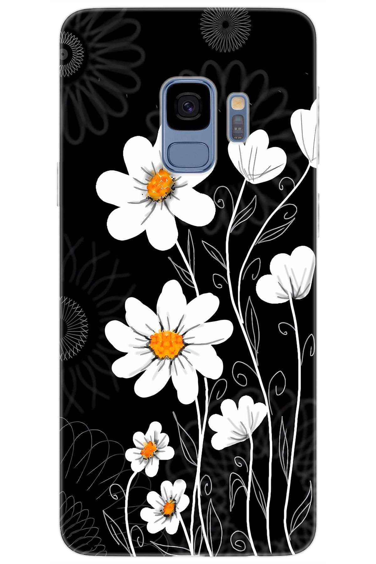 Ceppare Samsung Galaxy S9 (SM-G960F) Uyumlu Kılıf Desen Baskılı Silikon Papatya STK:693 CP-jGlDVie