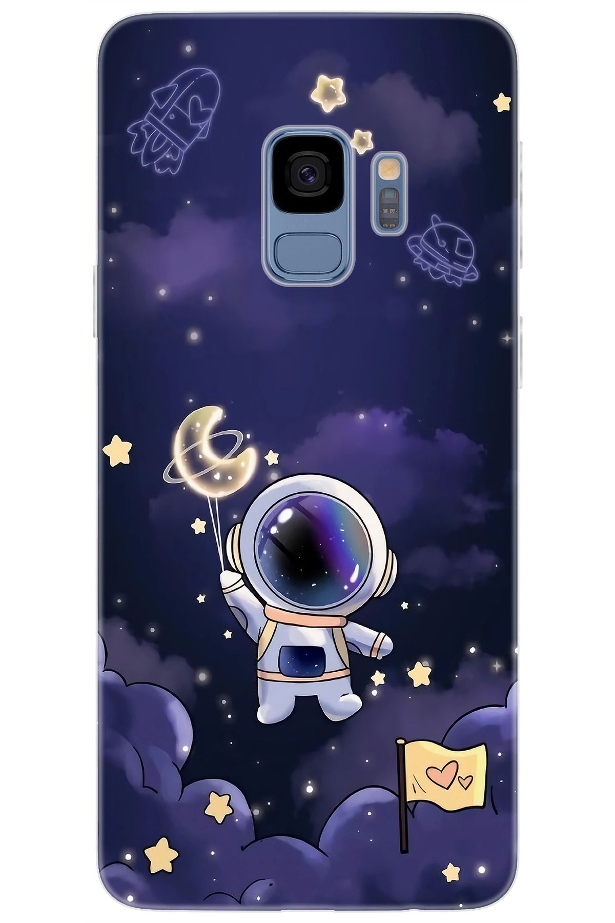 Ceppare Samsung Galaxy S9 (SM-G960F) Uyumlu Kılıf Desen Baskılı Silikon Astronot STK:738 CP-H0Yegk1