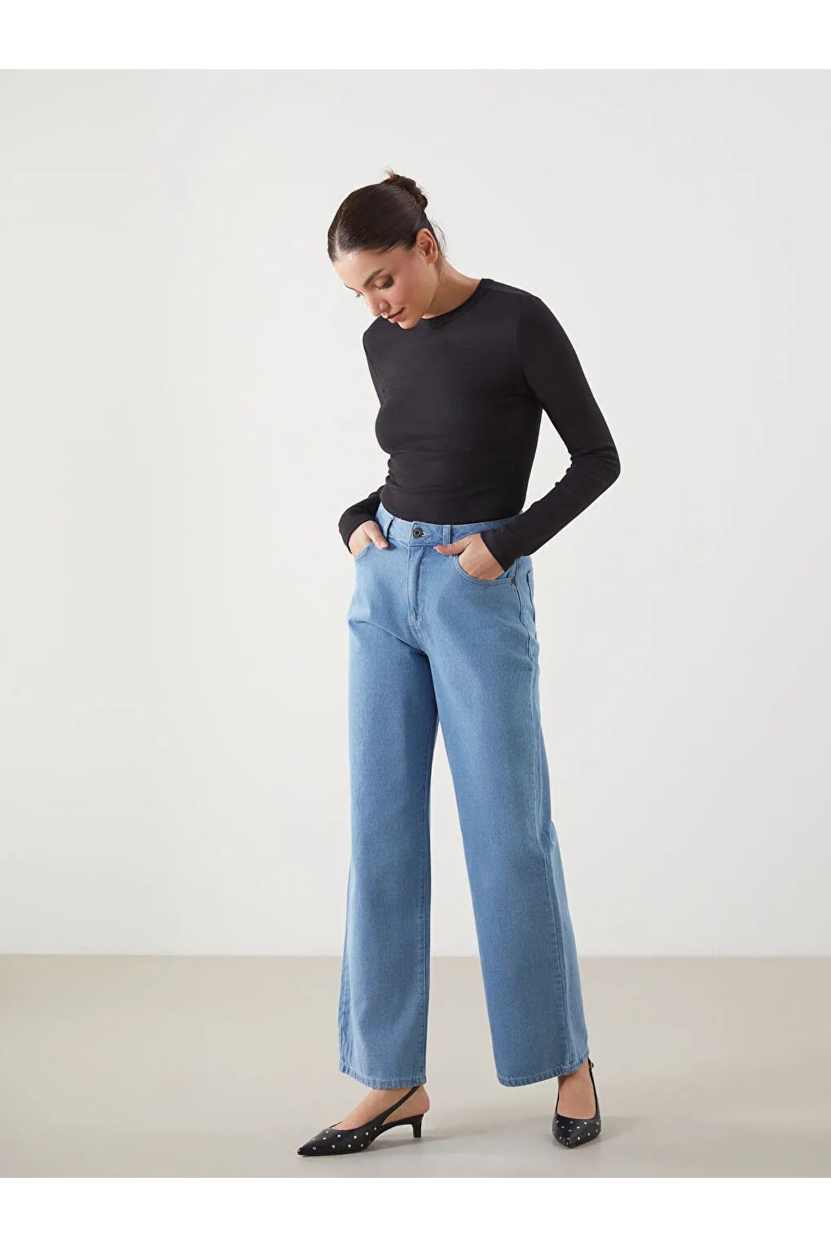 LC Waikiki LCW ECO Indigo Wideleg Kadın Jean Pantolon