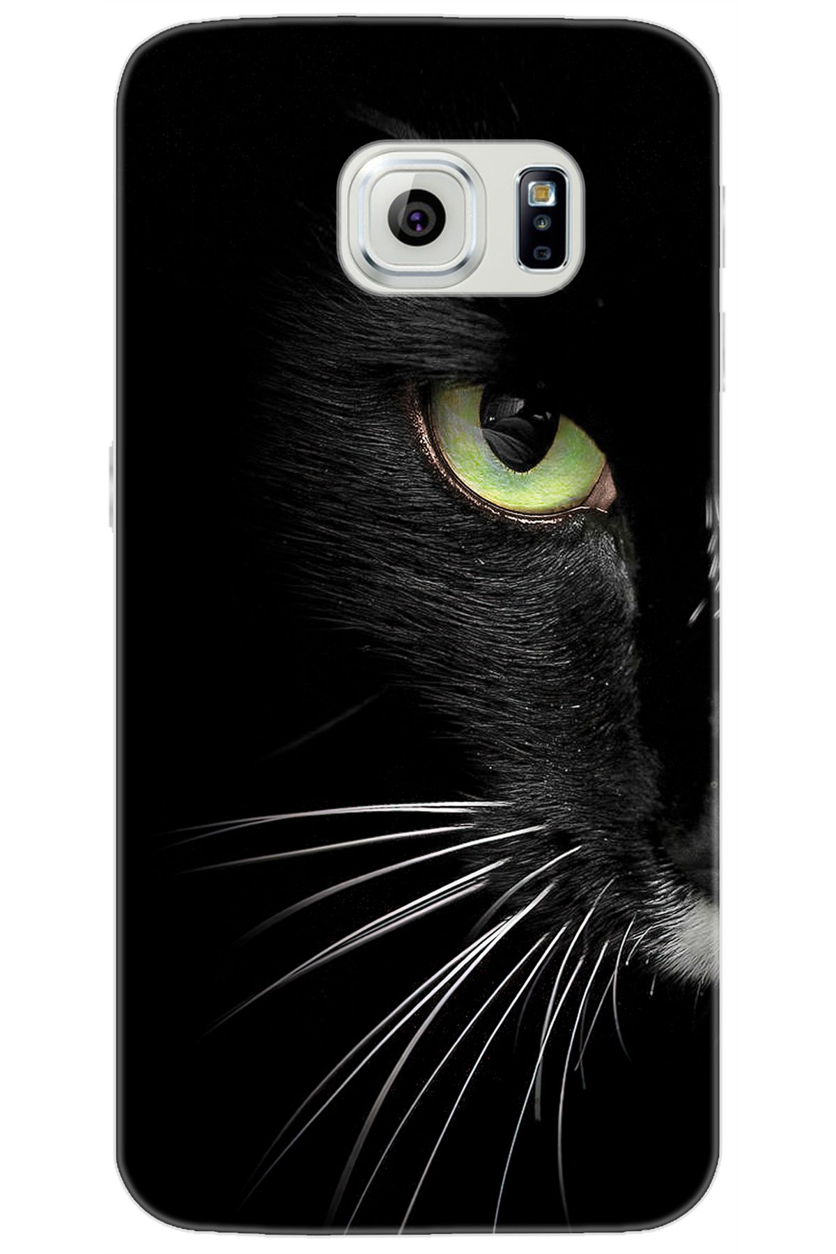 Ceppare Samsung Galaxy S6 (SM-G920F) Uyumlu Kılıf Desen Baskılı Silikon Siyah Kedi STK:482 CP-WTn2WHg