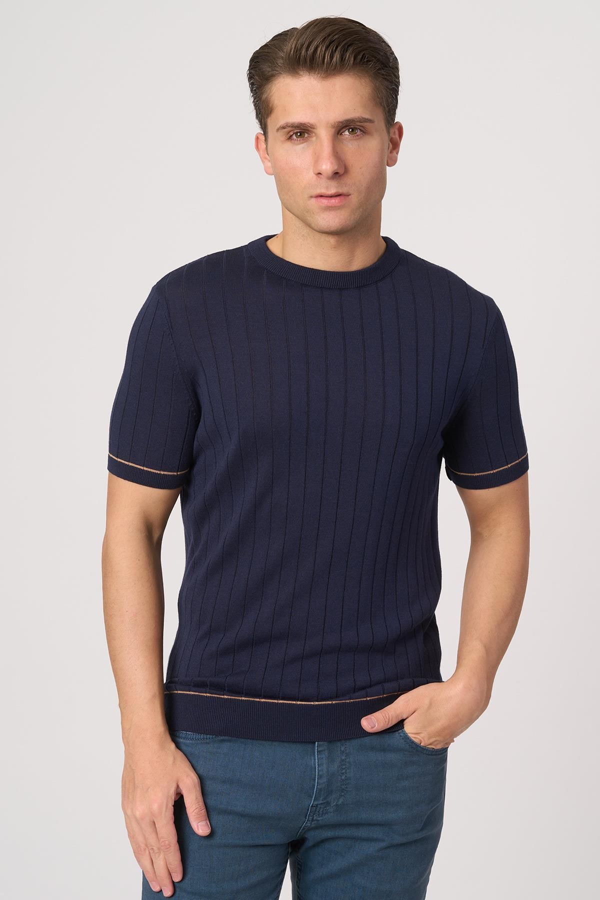 White Stone WHİTE STONE 2025-Y 25050 O YAKA FİTİLLİ TSHIRT LACİ