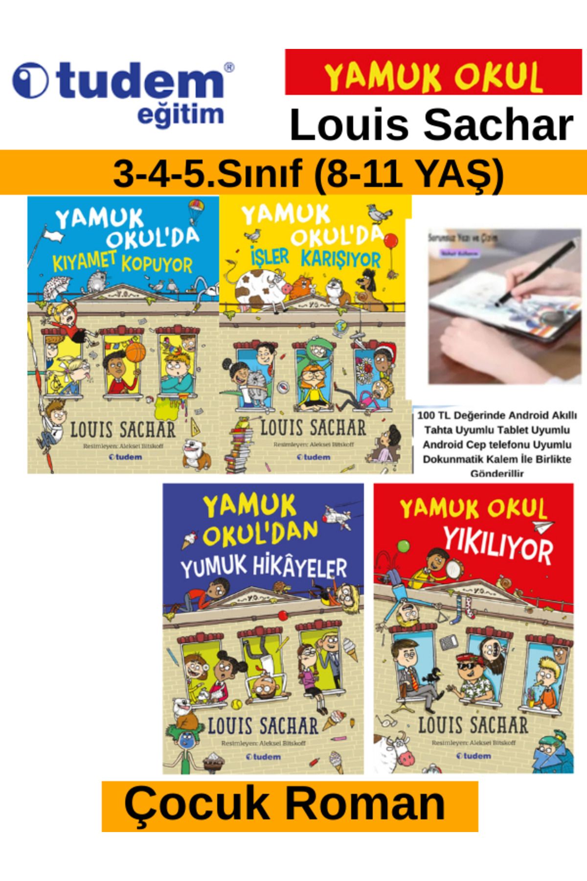 Tudem Yayınları Tudem Eğitim Çocuk Yamuk Okulda Kıyamet Kopuyor-İşler Karışıyor-Yumuk Hikayeler-Okul Yıkılıyor