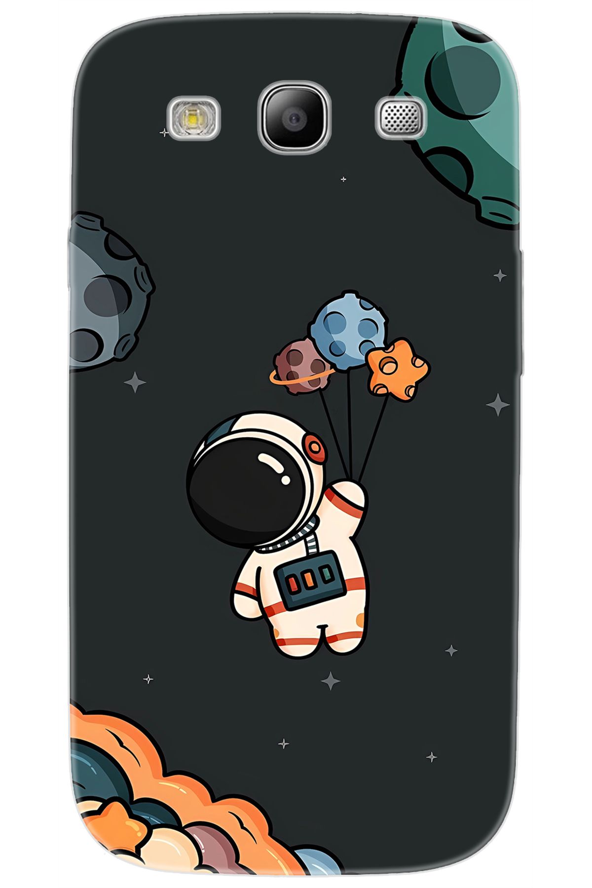 Ceppare Samsung Galaxy S3 (GT-I9300) Uyumlu Kılıf Desen Baskılı Silikon Astronot STK:628 CP-ryP8Fma