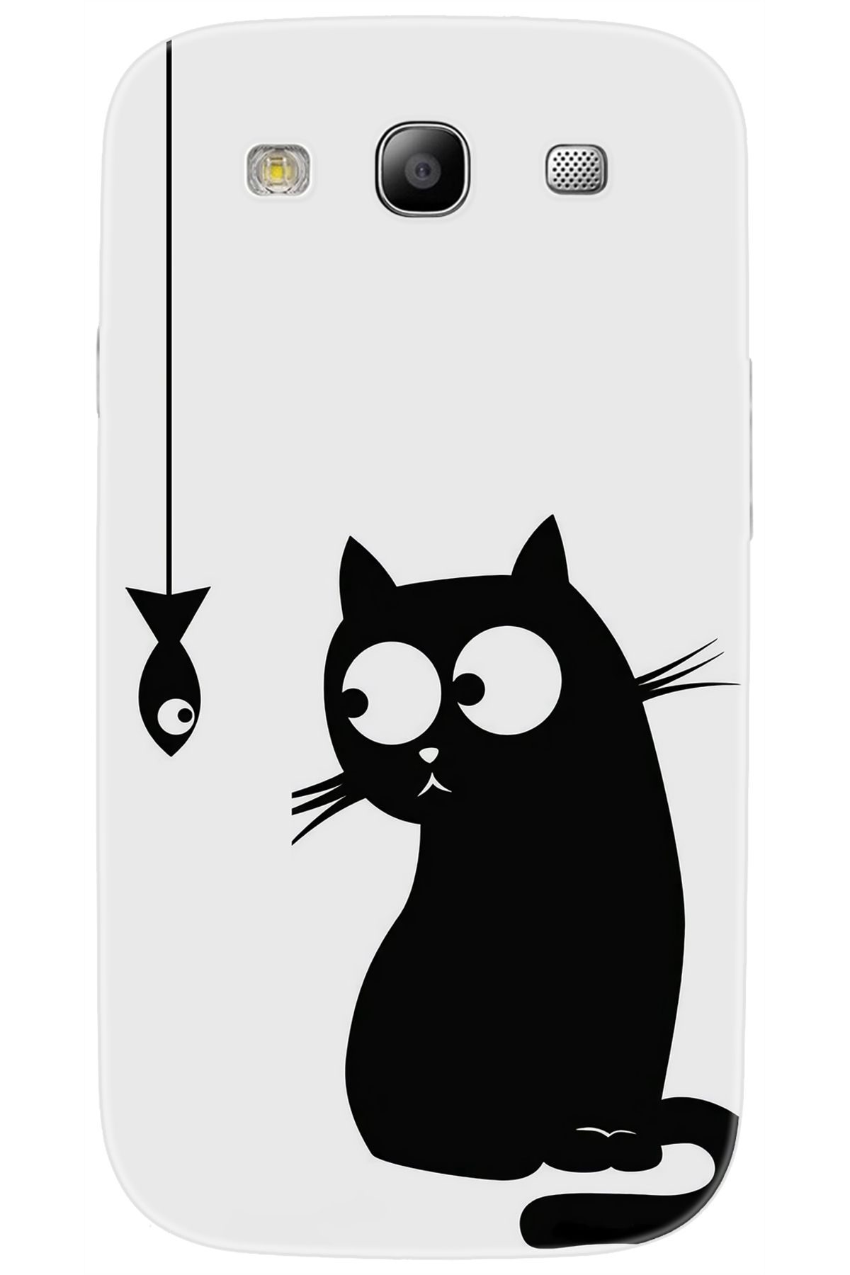 Ceppare Samsung Galaxy S3 (GT-I9300) Uyumlu Kılıf Desen Baskılı Silikon Balık ve Kedi STK:747 CP-XQyEEzC