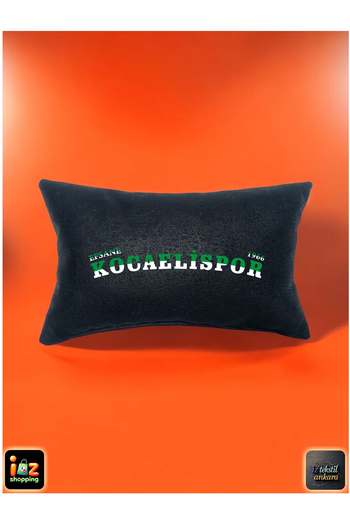 Genel Markalar KOCAELİSPOR yazılı Araç Boyun Yastığı Ortopedik Yastık Siyah Kumaş, Baskılı 1 Adet 16x27cm..