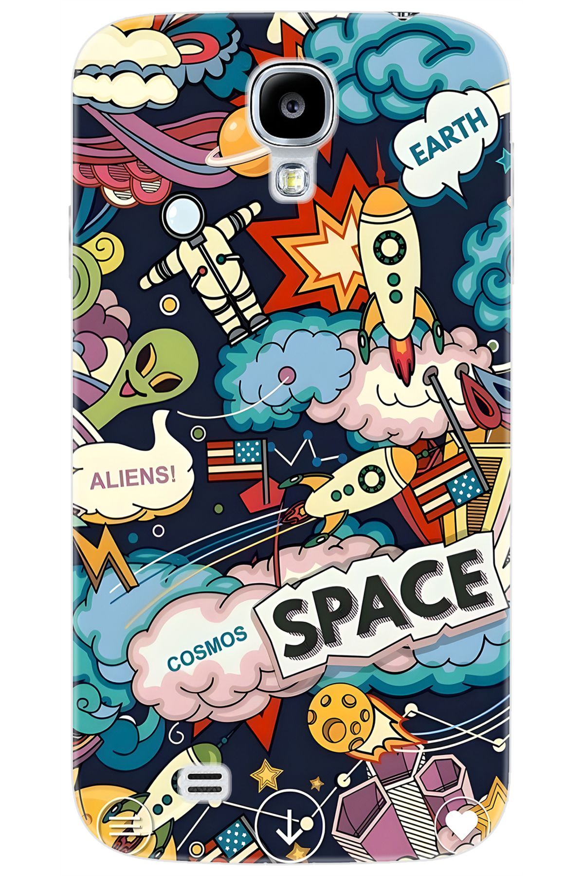 Ceppare Samsung Galaxy S4 (GT-I9500) Uyumlu Kılıf Desen Baskılı Silikon Space STK:633 CP-Nwv8ZGU
