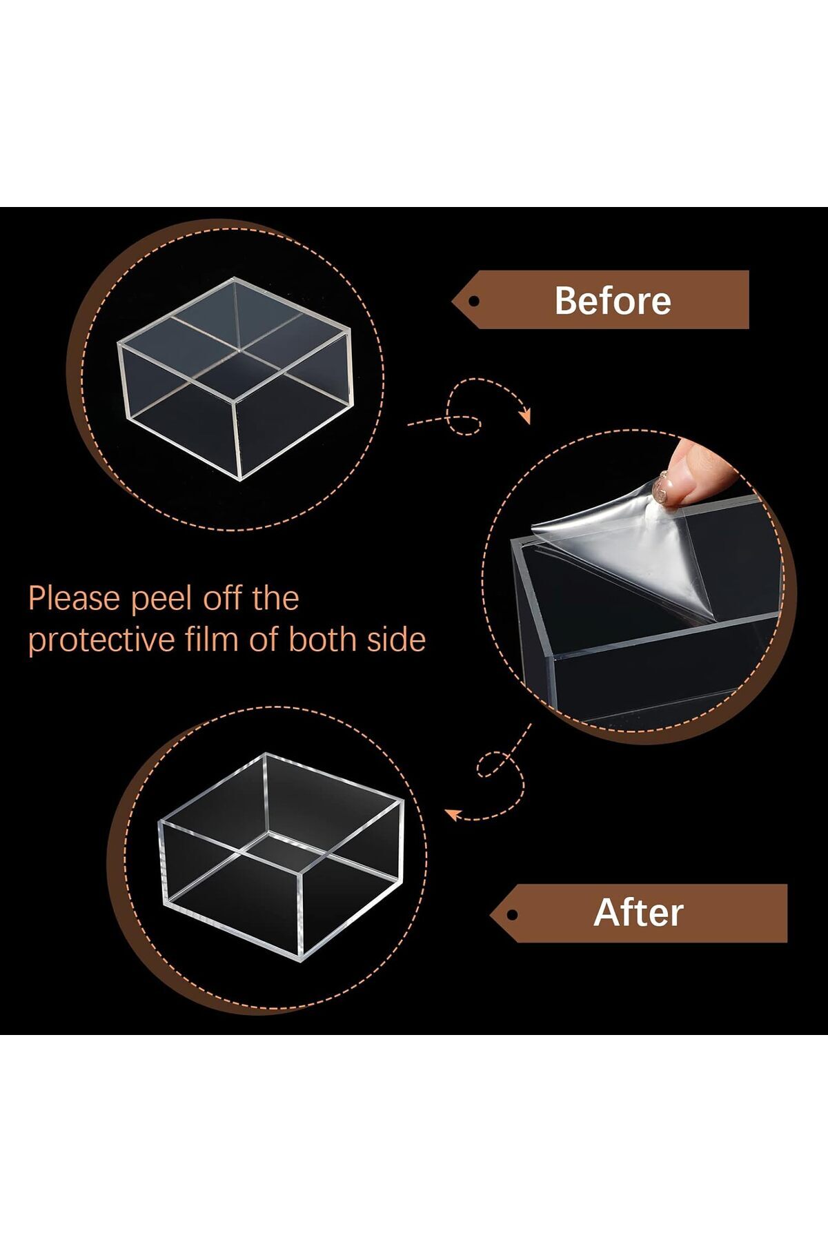 Generic-6 Pack Clear Acrylic Boxes , Display Acrylic Cube Boxes, Acrylic Display Boxes with Hollow Bottoms 5