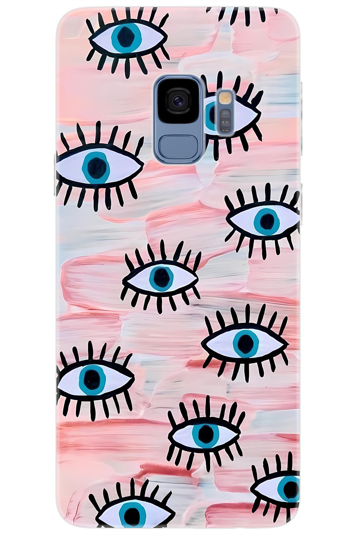 Ceppare Samsung Galaxy S9 (SM-G960F) Uyumlu Kılıf Desen Baskılı Silikon Nazarlık Gözler STK:661 CP-fr7m6PU