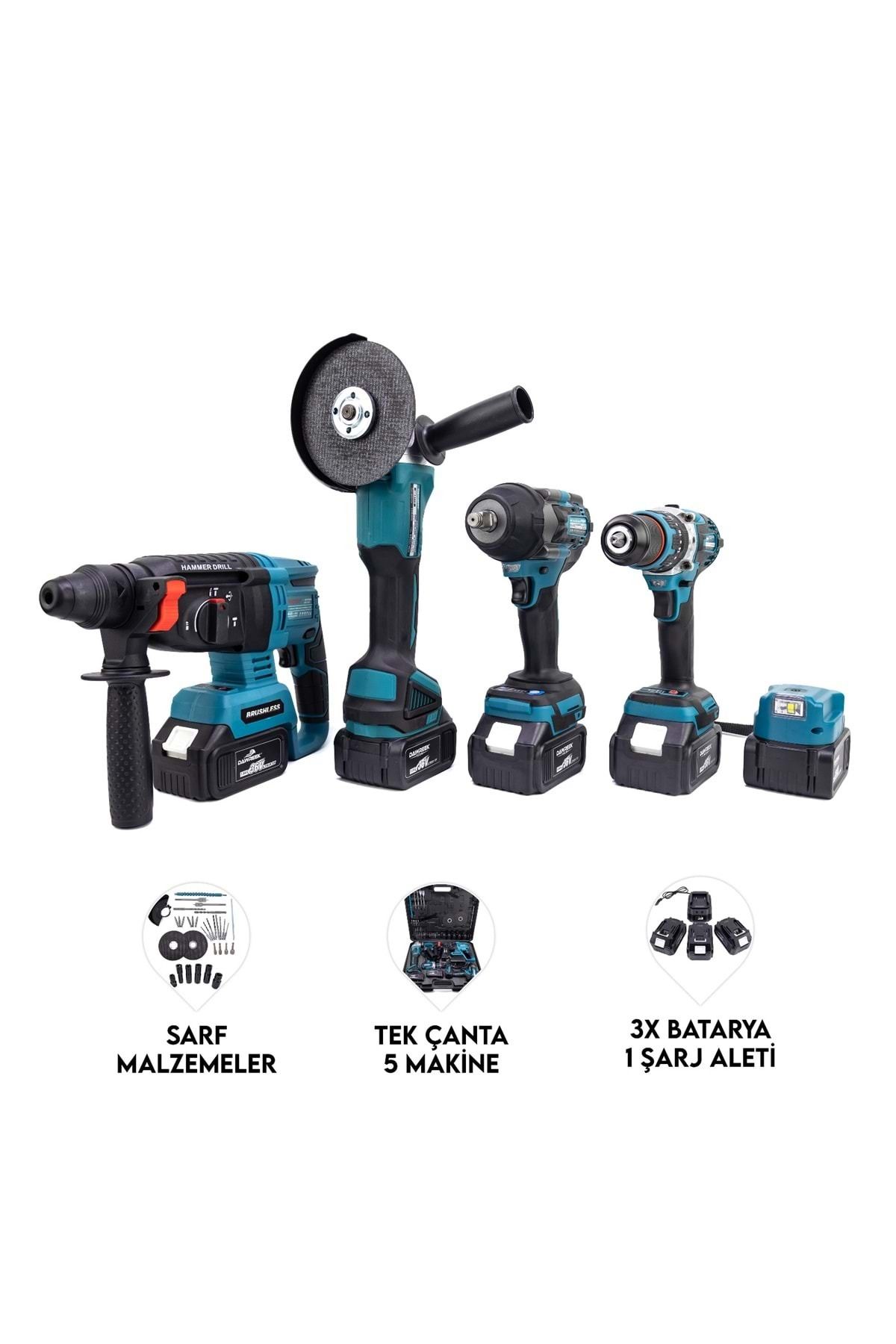Dawreek Beşli Set MK800 (Power Bank Led 13mm Ç.MANDREN+S.SIKMA+Ş.SPRAL+Ş.HİLTİ)