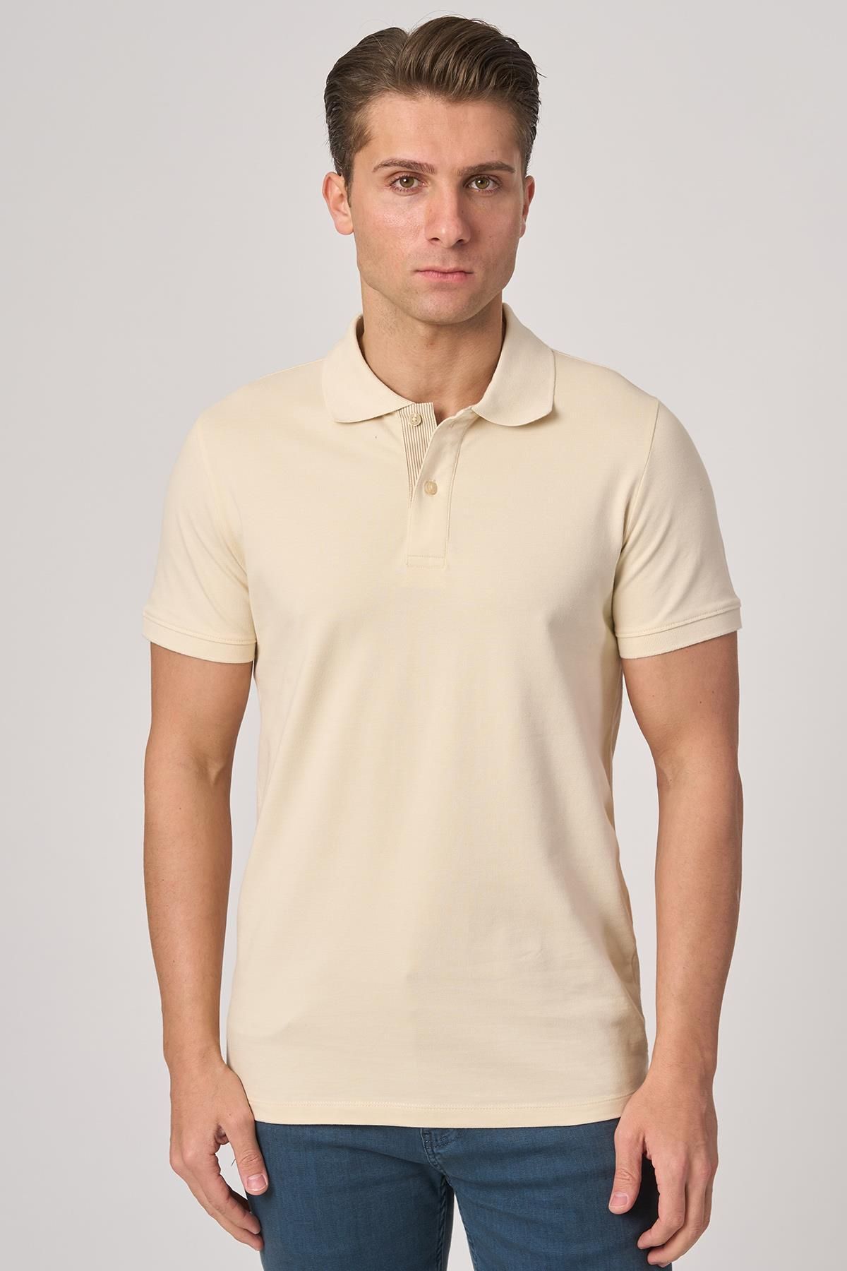 White Stone WHİTE STONE 2025-Y 3225-Y POLA YAKA TSHIRT TAŞ