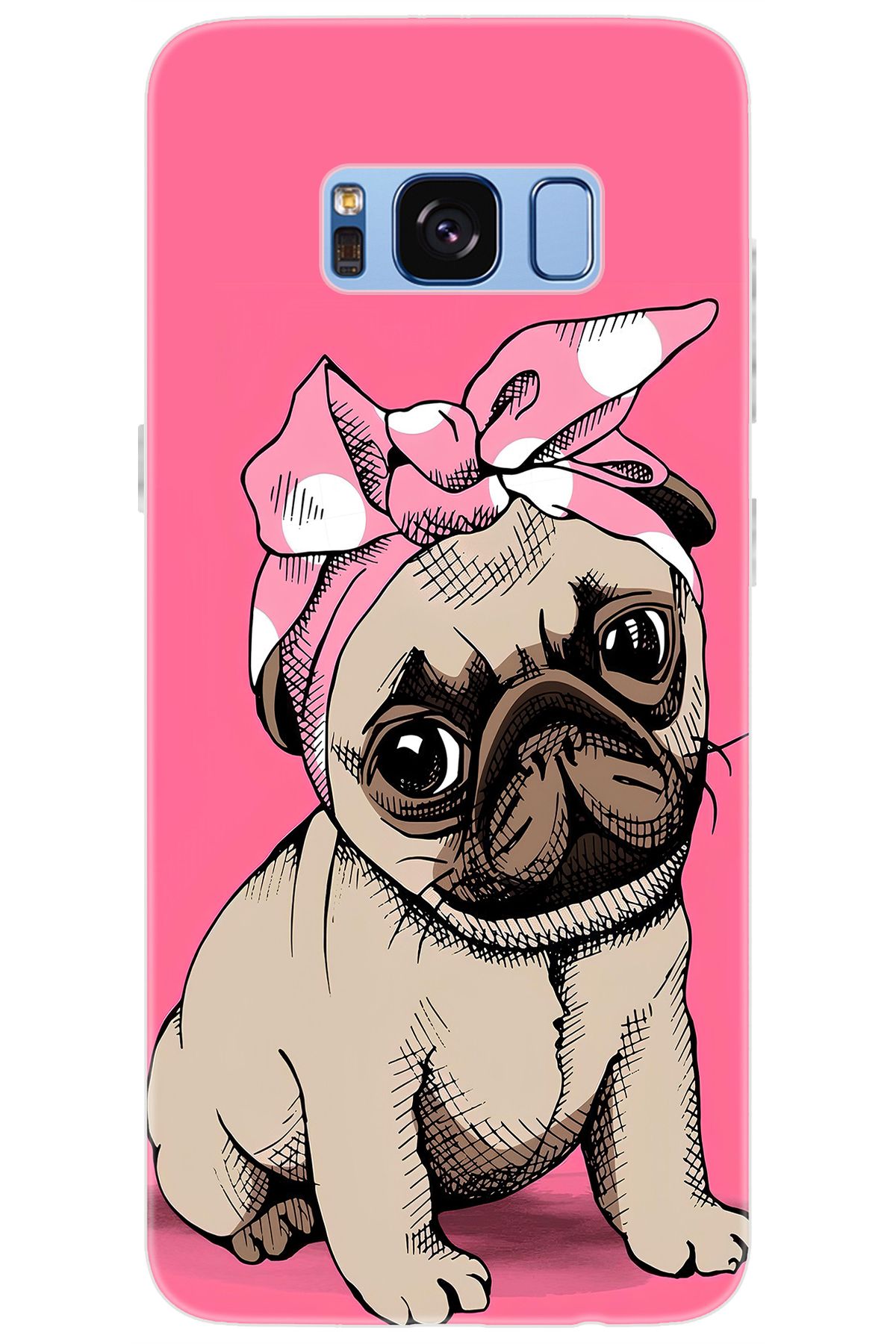 Ceppare Samsung Galaxy S8 (SM-G950F) Uyumlu Kılıf Desen Baskılı Silikon Sevimli Pug STK:748 CP-hWfzItE