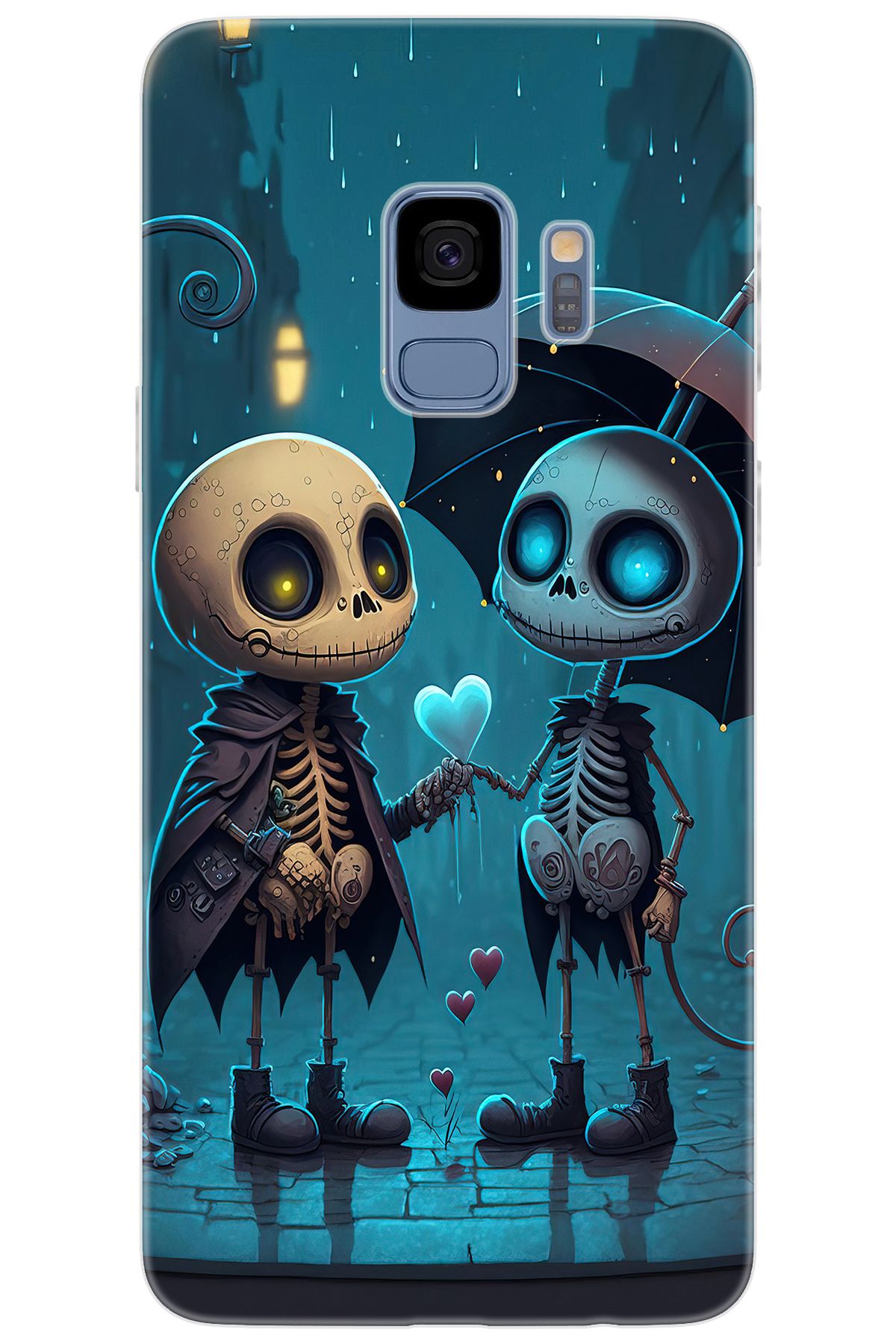 Ceppare Samsung Galaxy S9 (SM-G960F) Uyumlu Kılıf Desen Baskılı Silikon Aşık İskeletler STK:733 CP-yUYKBWD
