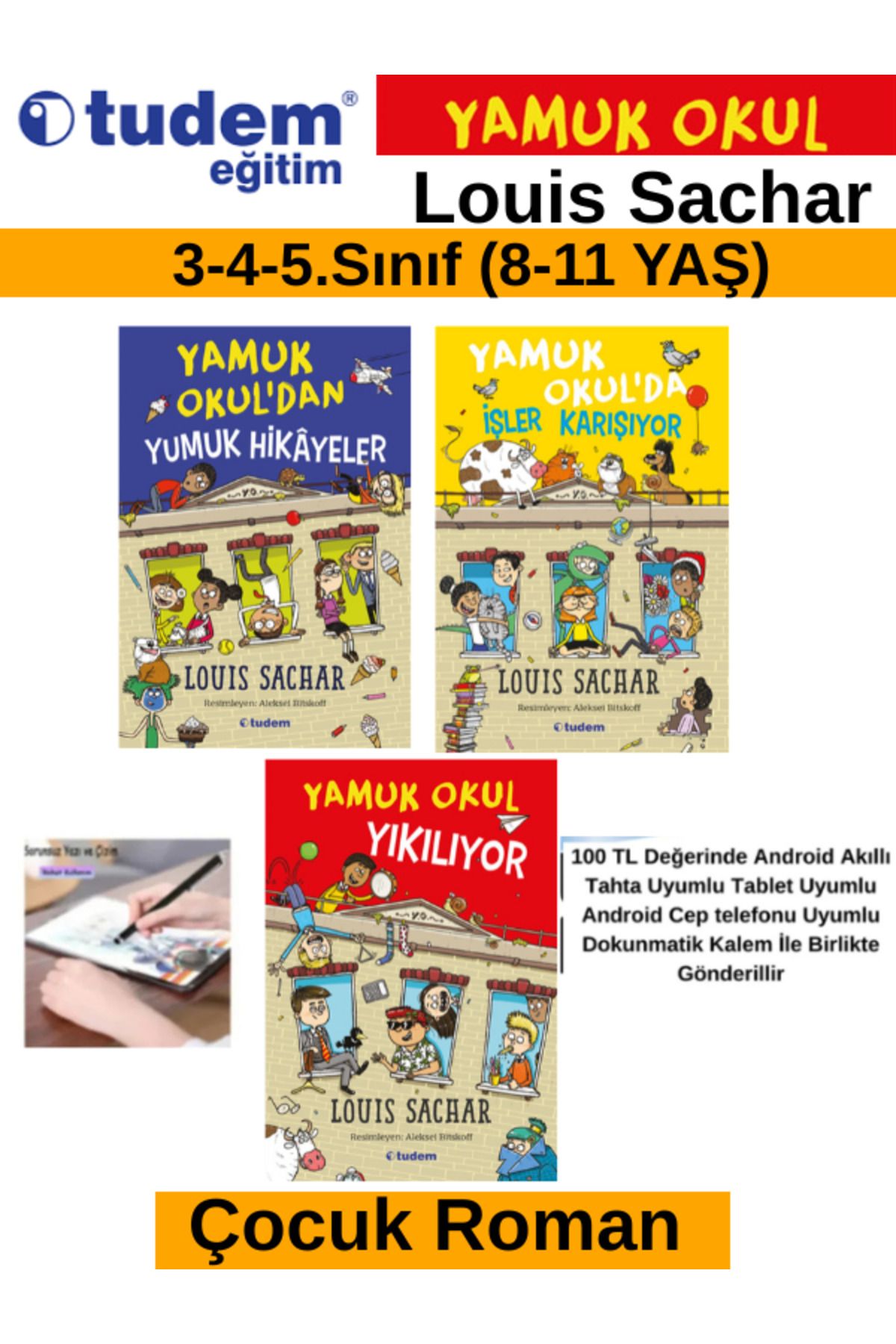 Tudem Yayınları Tudem Eğitim Çocuk Yamuk -İşler Karışıyor-Yumuk Hikayeler-Okul Yıkılıyor Çocuk Roman Set