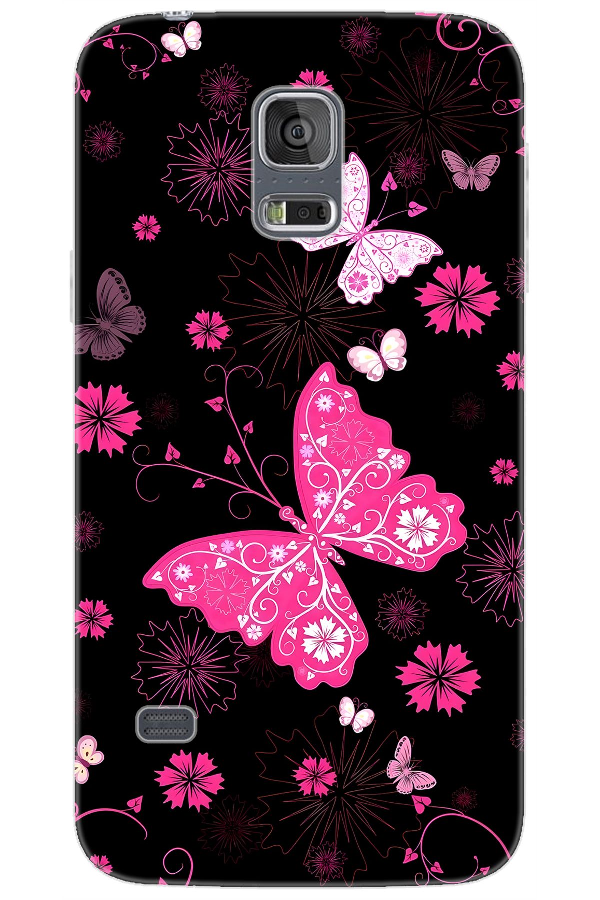 Ceppare Samsung Galaxy S5 (SM-G900F) Uyumlu Kılıf Desen Baskılı Silikon Kelebekler STK:723 CP-j6ko8gz